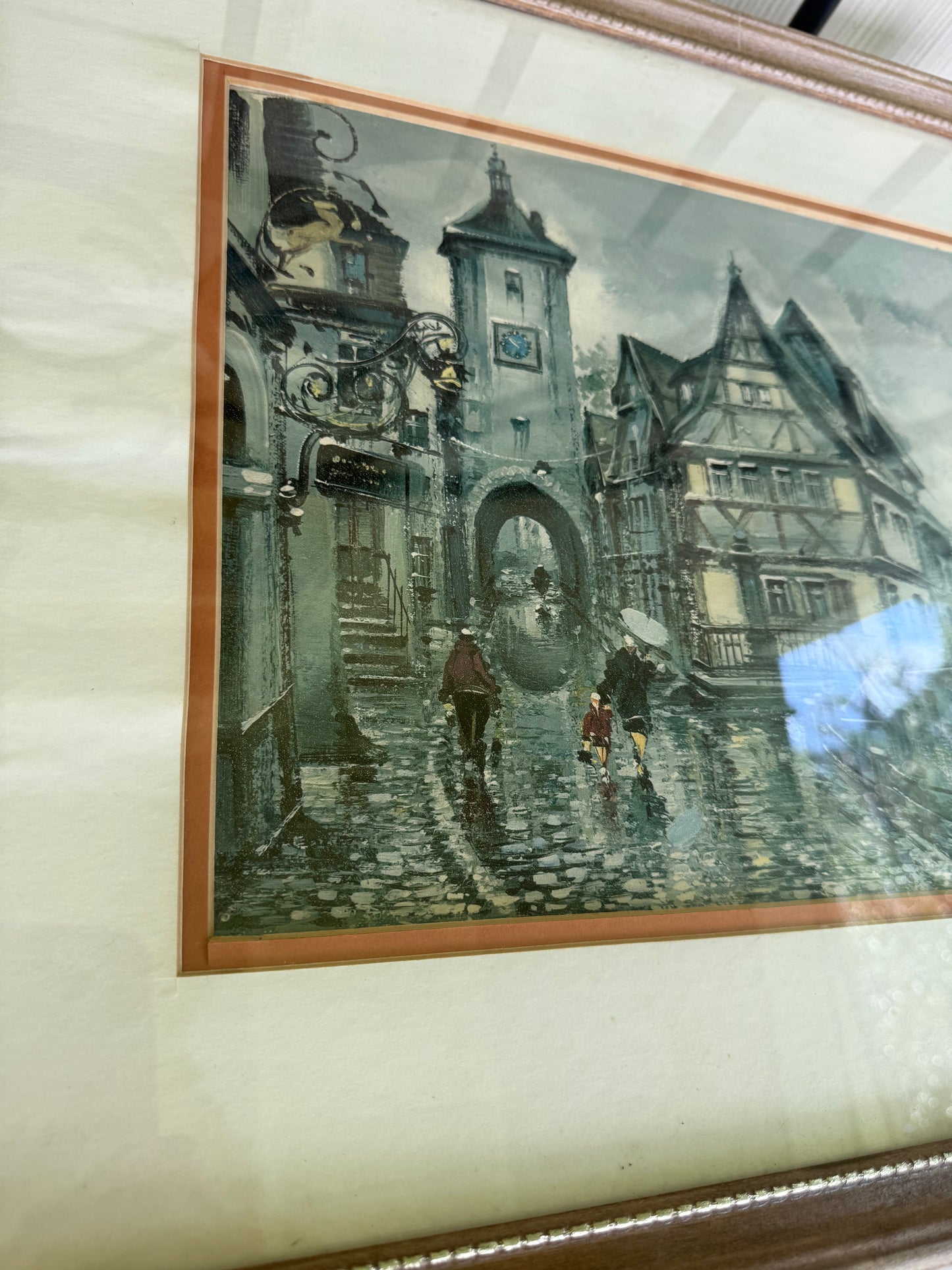 Vintage Rothenburg Germany Framed Print Signed