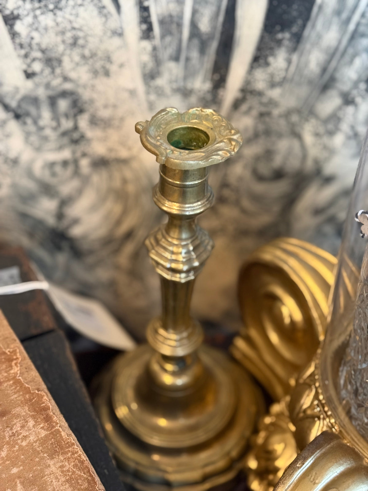 Pair of 18th Century French Louis XV Brass Candlesticks