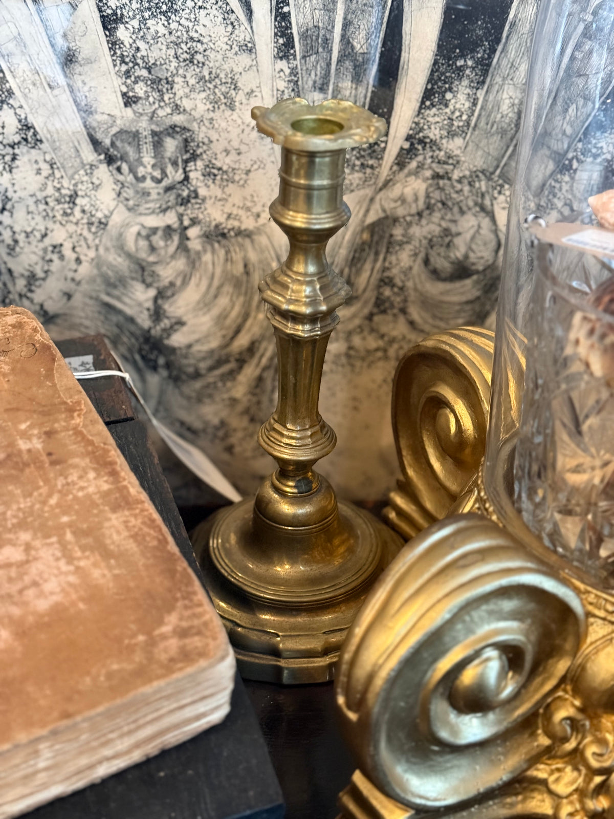 Pair of 18th Century French Louis XV Brass Candlesticks