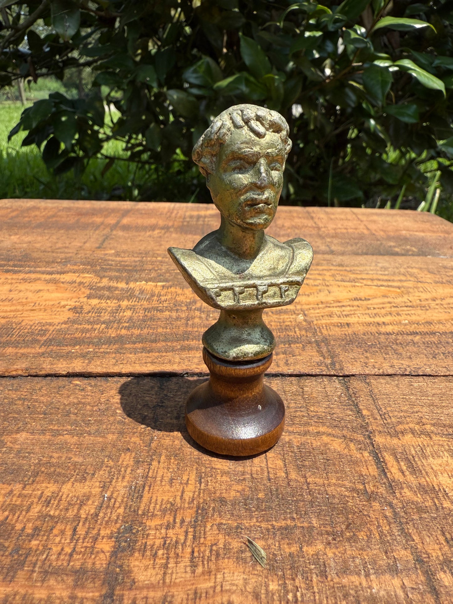 Miniature Grand Tour Roman Emperor Bust on Wooden Base