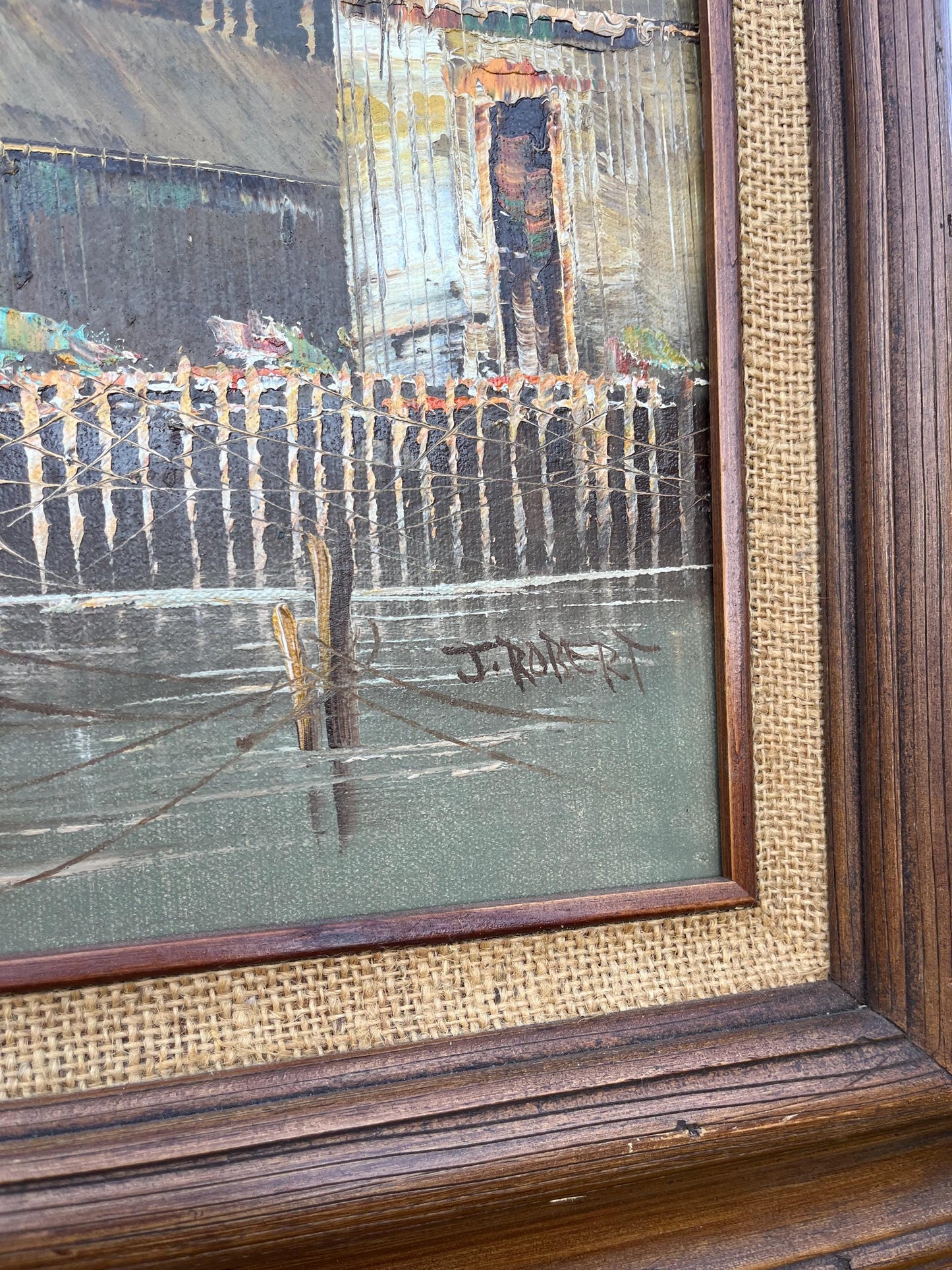 Signed J. Robert Marine Landscape Oil Painting, Large Framed Artwork, Original Oil Art, Coastal Scene, Collectible Art