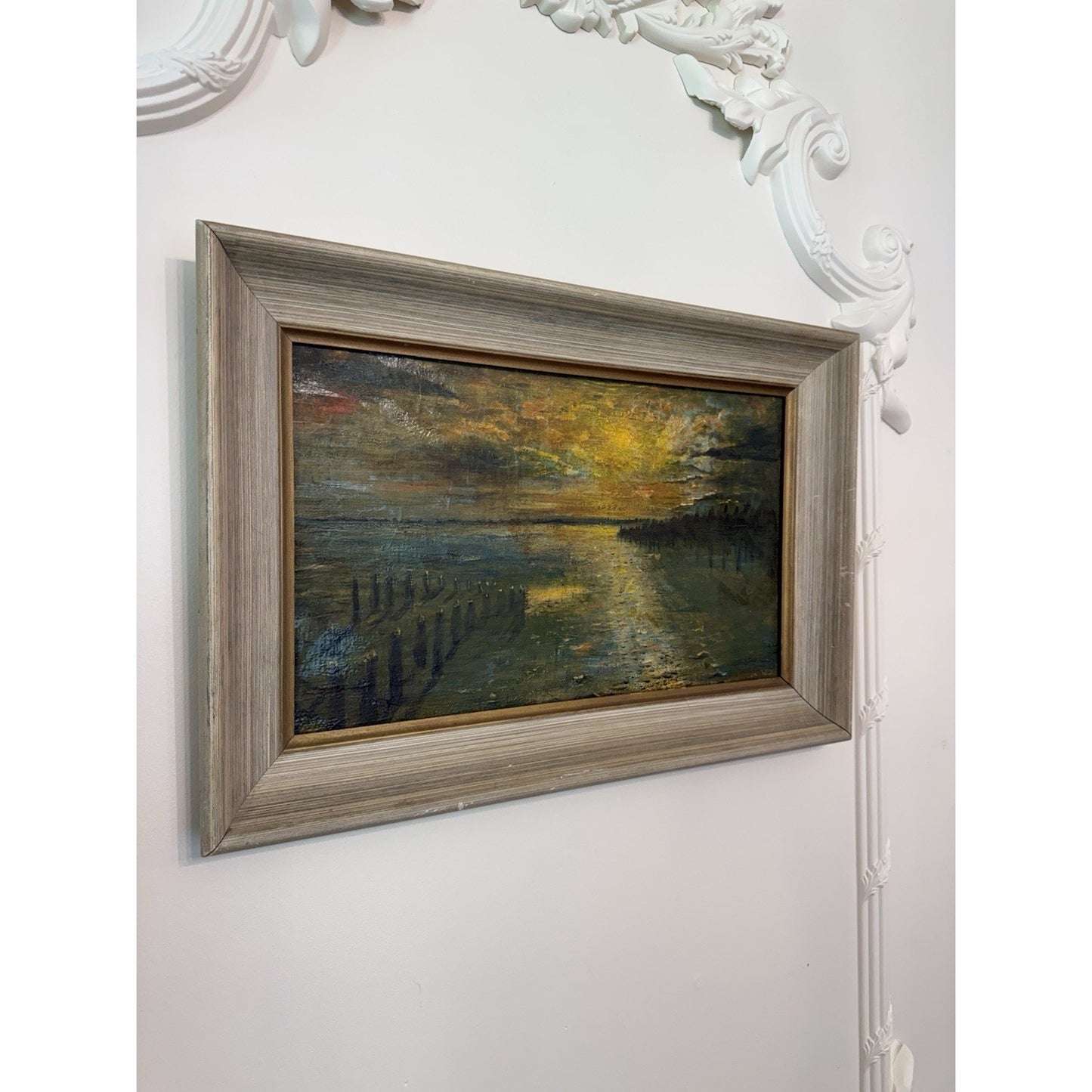 Tonalist Waterscape Oil Painting, Framed, Early 20th Century