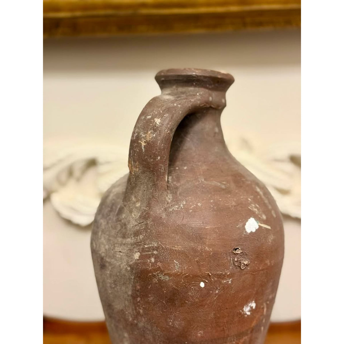 Vintage Hand Thrown Terracotta Pottery Jug Primitive Mediterranean Style