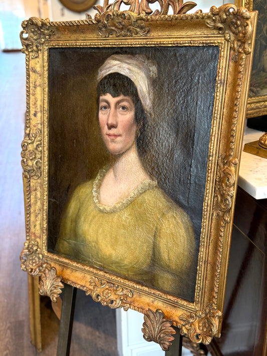 Circa 1820 English School Portrait of a Young Woman, Oil on Canvas