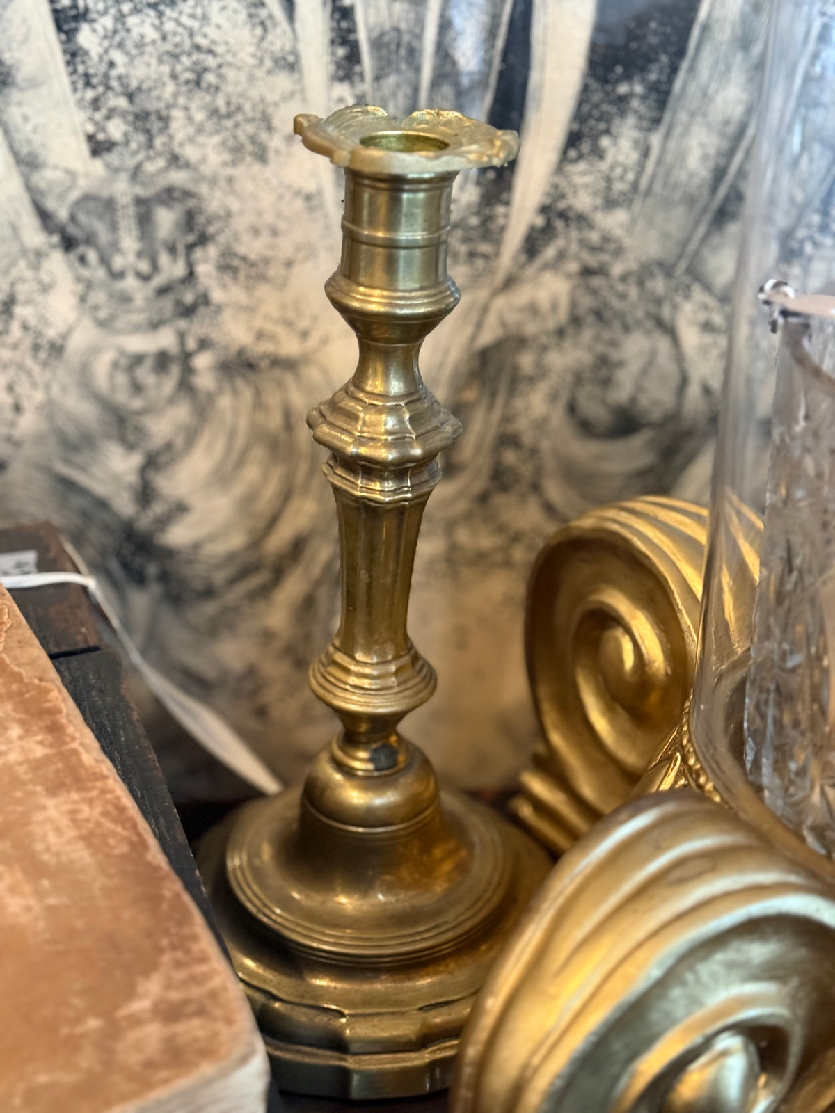Pair of 18th Century French Louis XV Brass Candlesticks