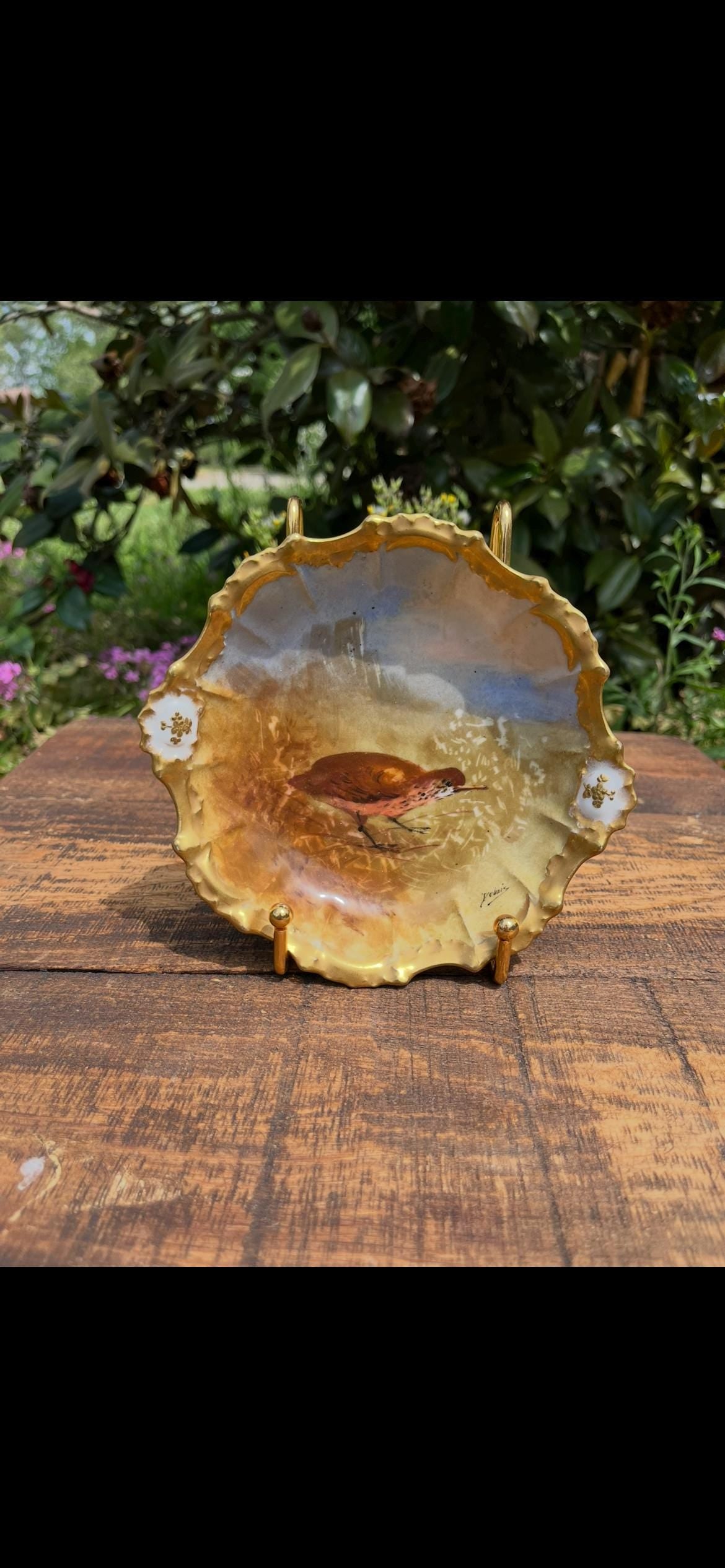 Small Game Bird Plate – Signed Dubois – Limoges Porcelain – SWC Stamped – Vintage Hand-Painted Bird Plate