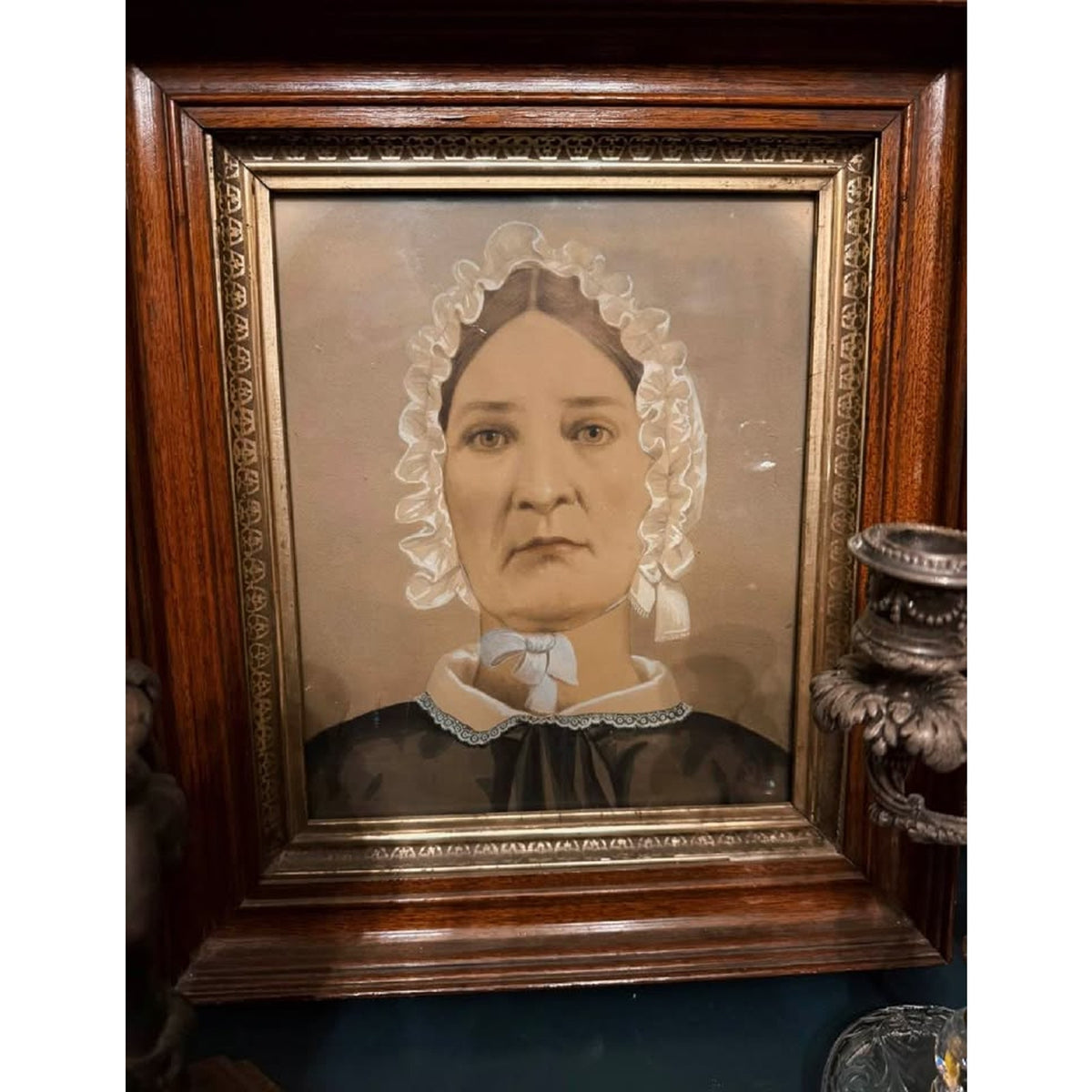 John Wood Dodge Signed 1881 Antique Portrait, Hand-Colored Mixed Media
