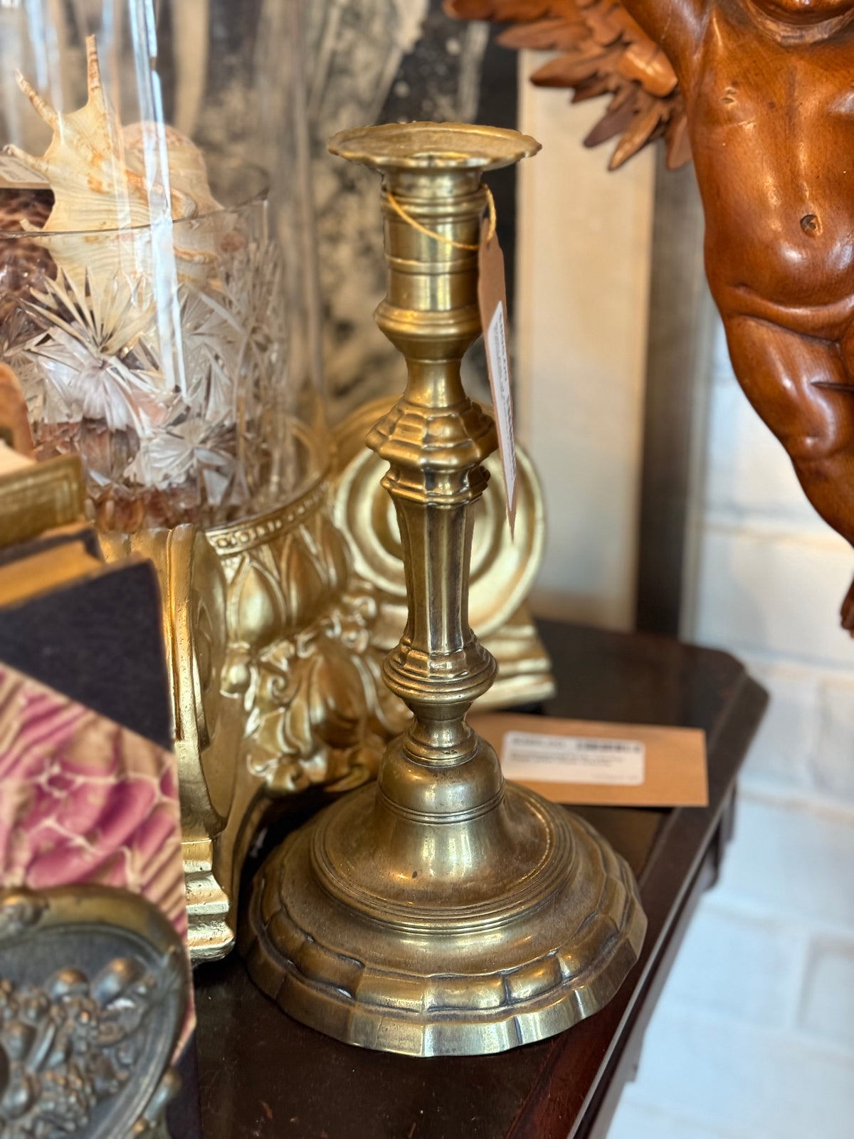 Pair of 18th Century French Louis XV Brass Candlesticks