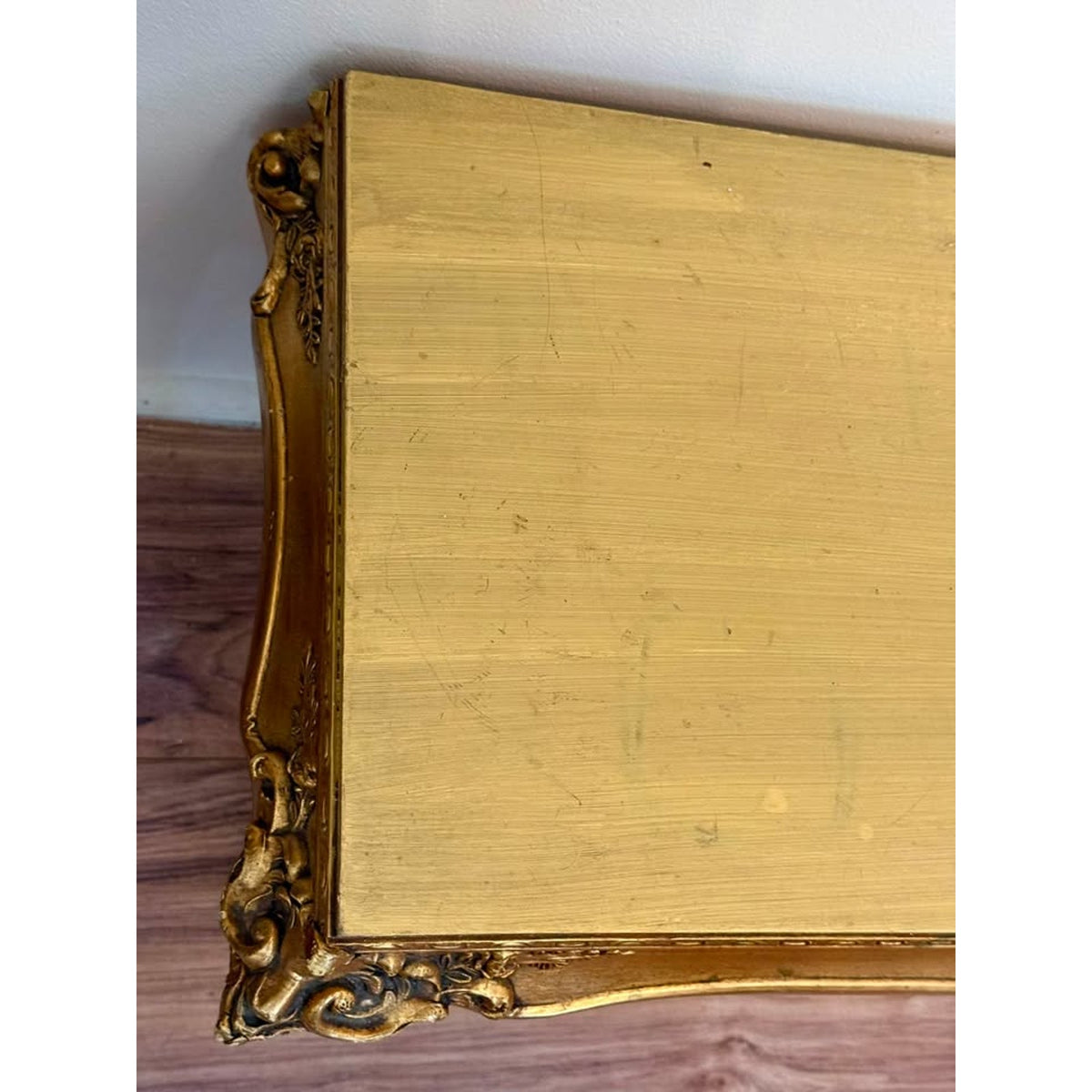 Vintage Hollywood Regency Gold Wood Bench Low Table Rococo Style Riser