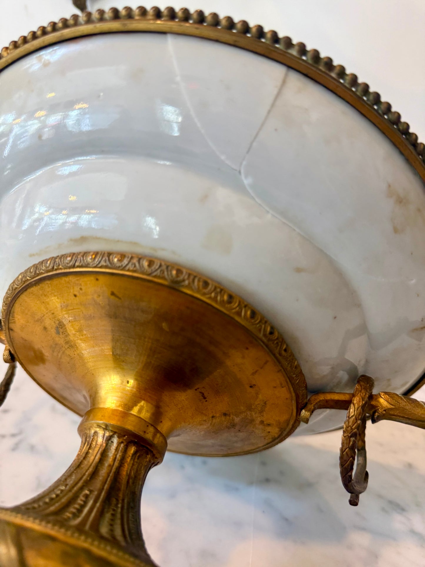 Antique Franco-Chinese Rose Medallion Porcelain Tazza with Gilt Bronze Mounts, Circa 1870-1880