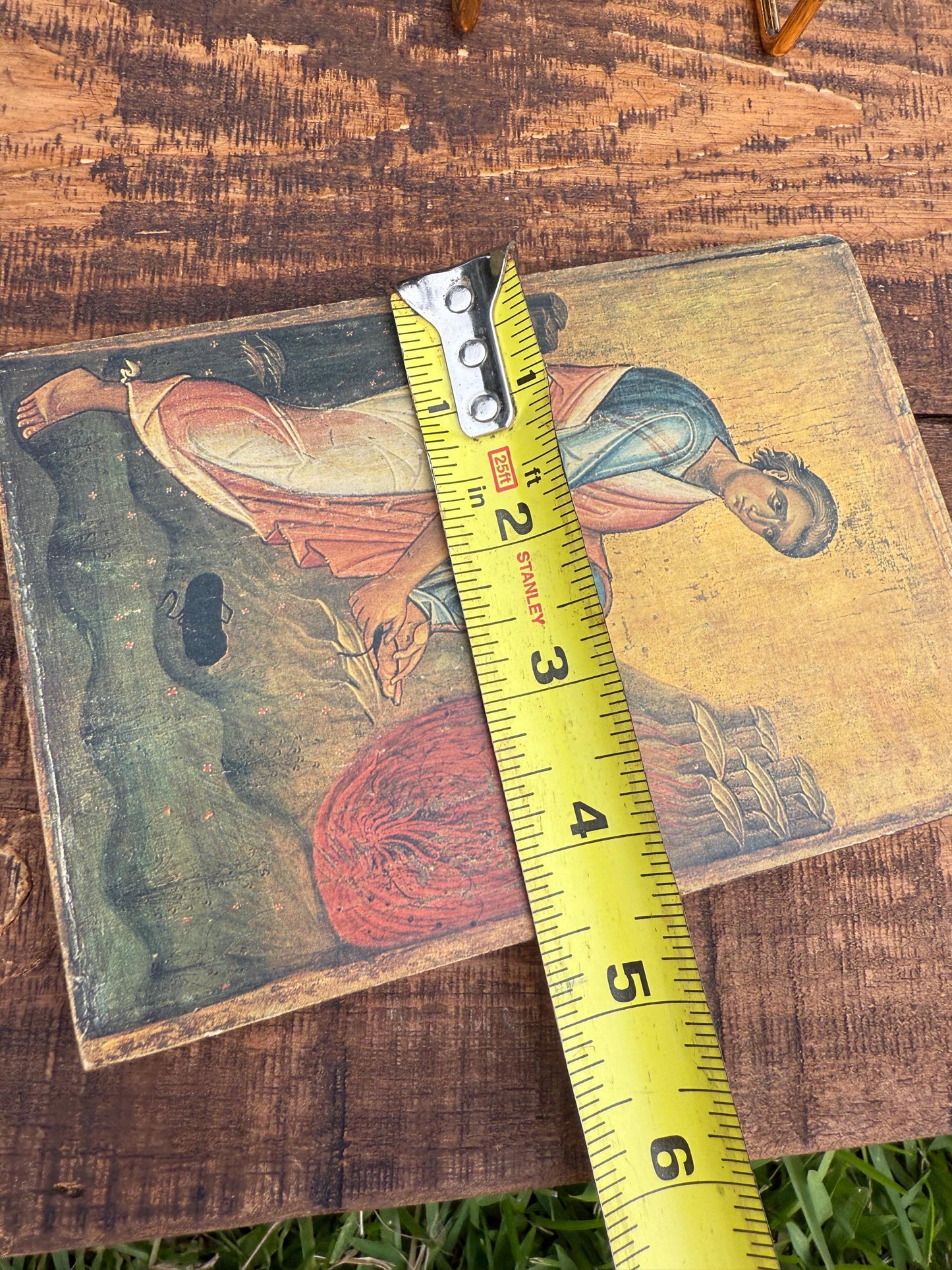 Greek Orthodox Icon – Moses and the Burning Bush – Vintage Thessaloniki Religious Wood Panel Print