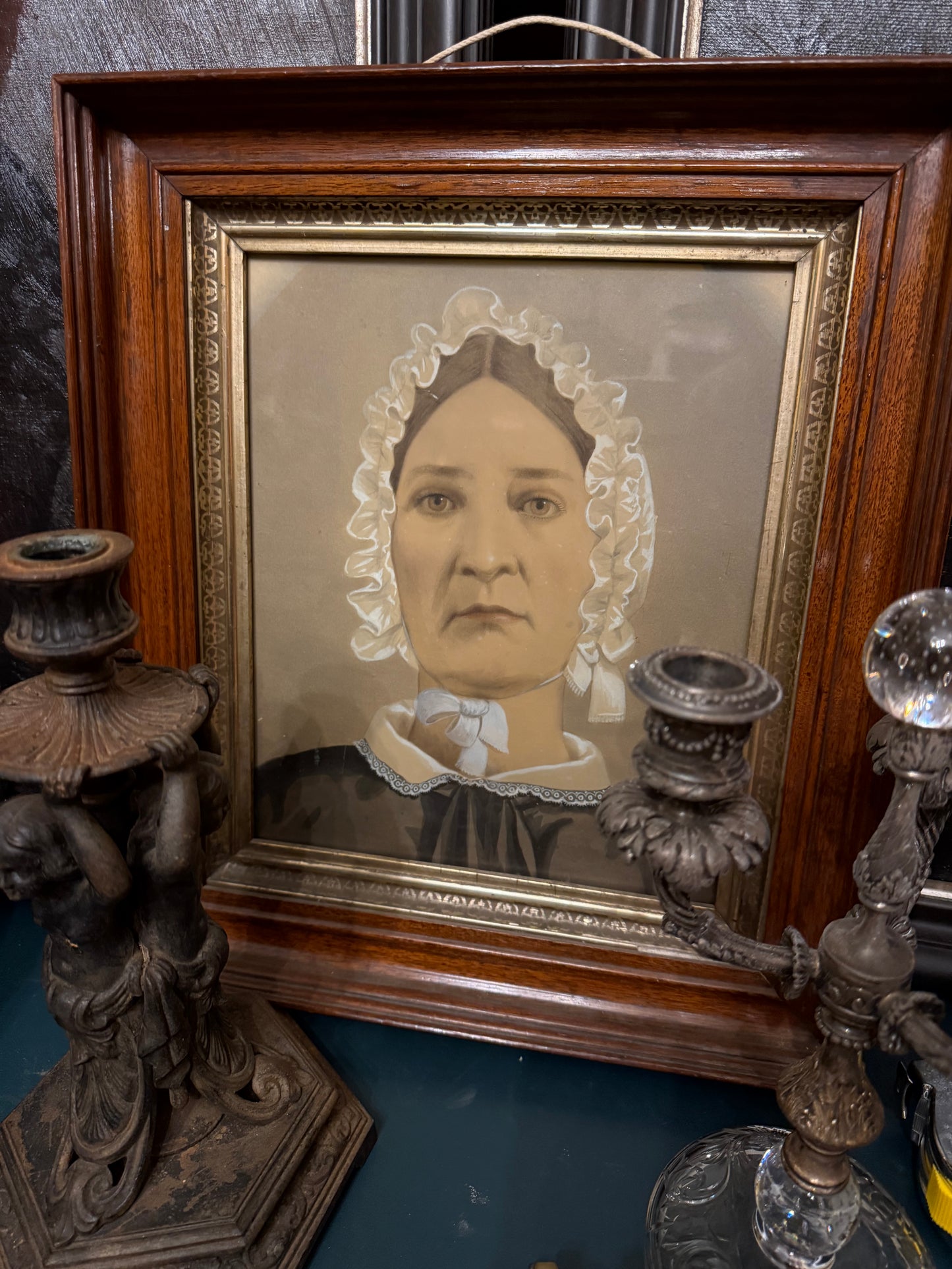 Signed 1881 Portrait by John Wood Dodge (American, 1807–1893), Gouache Watercolor Pastel, Framed