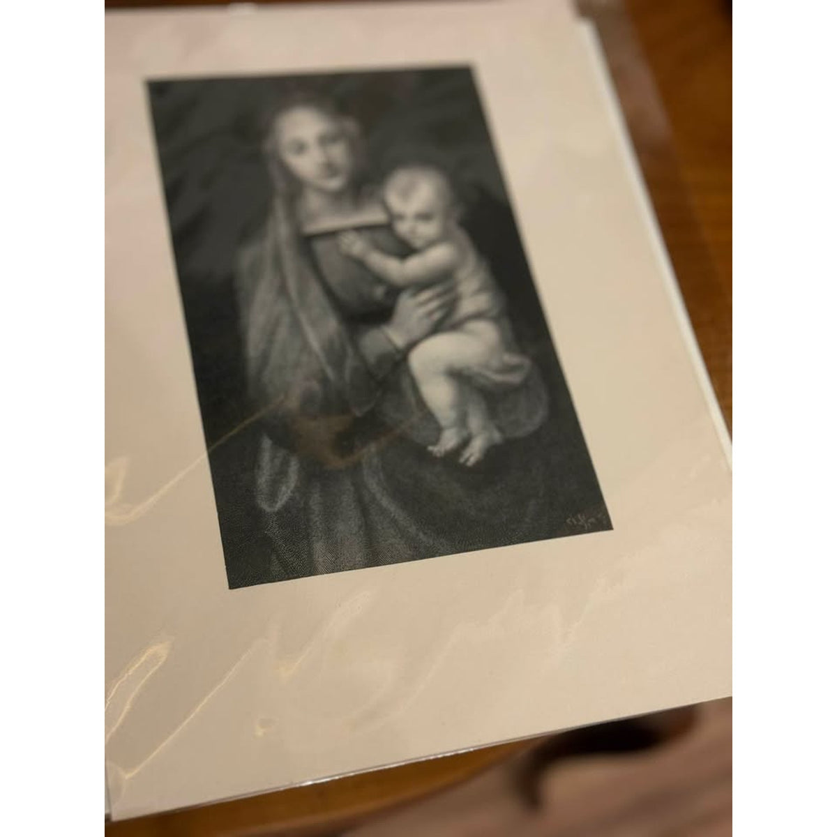 1888 Antique Christian Religious Print Virgin Mary & Baby Jesus Christ Child
