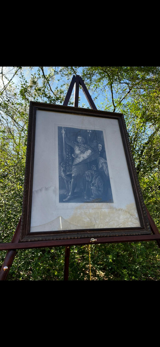 1885 Goupil Photogravure by P.R. Morris A.R.A. – Medieval Knight & Infant – Victorian Engraved Print