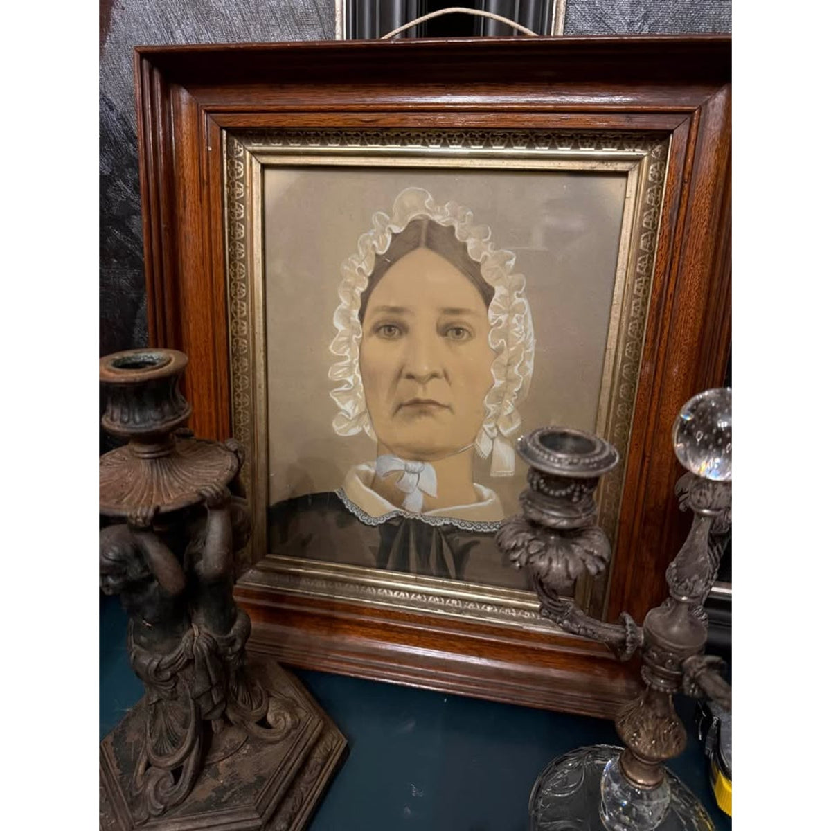 John Wood Dodge Signed 1881 Antique Portrait, Hand-Colored Mixed Media