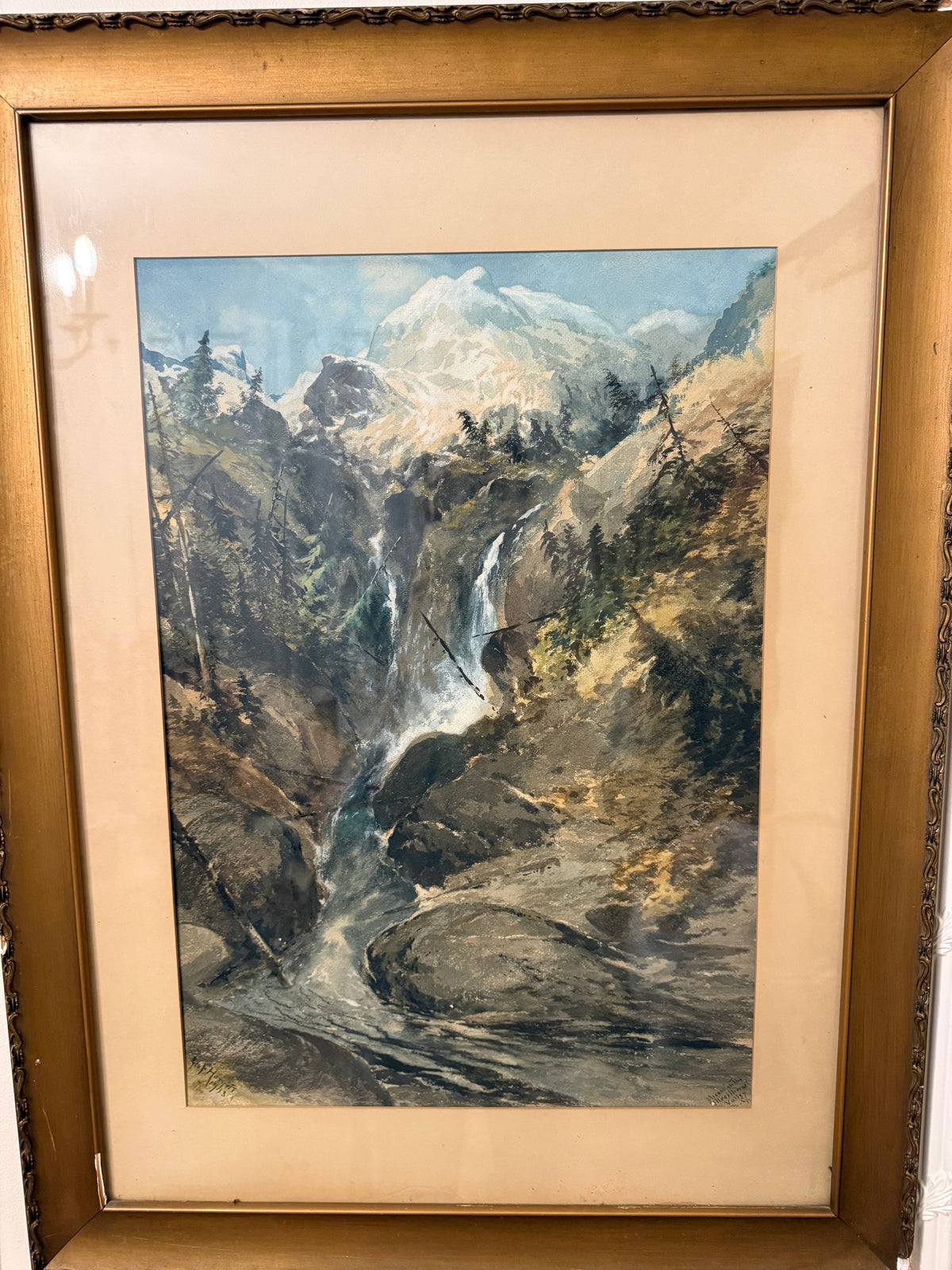 George Fotherly Hargitt, Illecillewaet Valley, 1913 Antique Watercolor Landscape