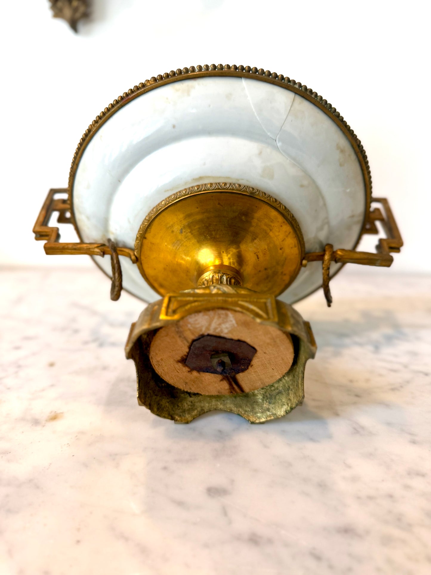 Antique Franco-Chinese Rose Medallion Porcelain Tazza with Gilt Bronze Mounts, Circa 1870-1880