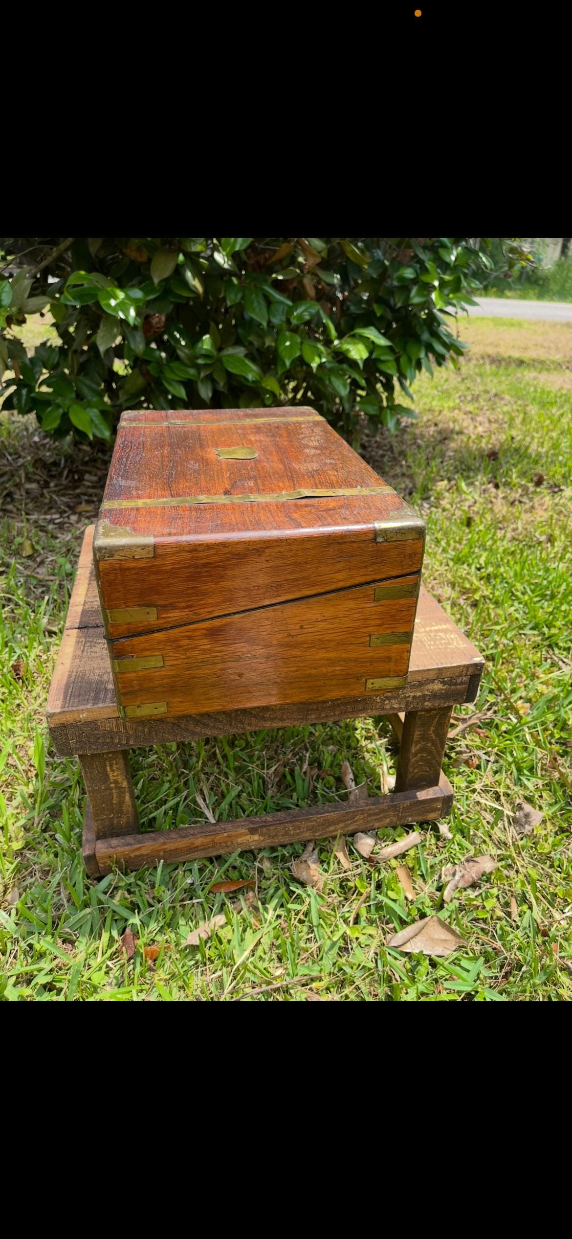 Antique 1870s Traveler’s Writing Desk | Portable Lap Desk with Missing Leather Inlay | Victorian Campaign Box | Folding Writing Slope