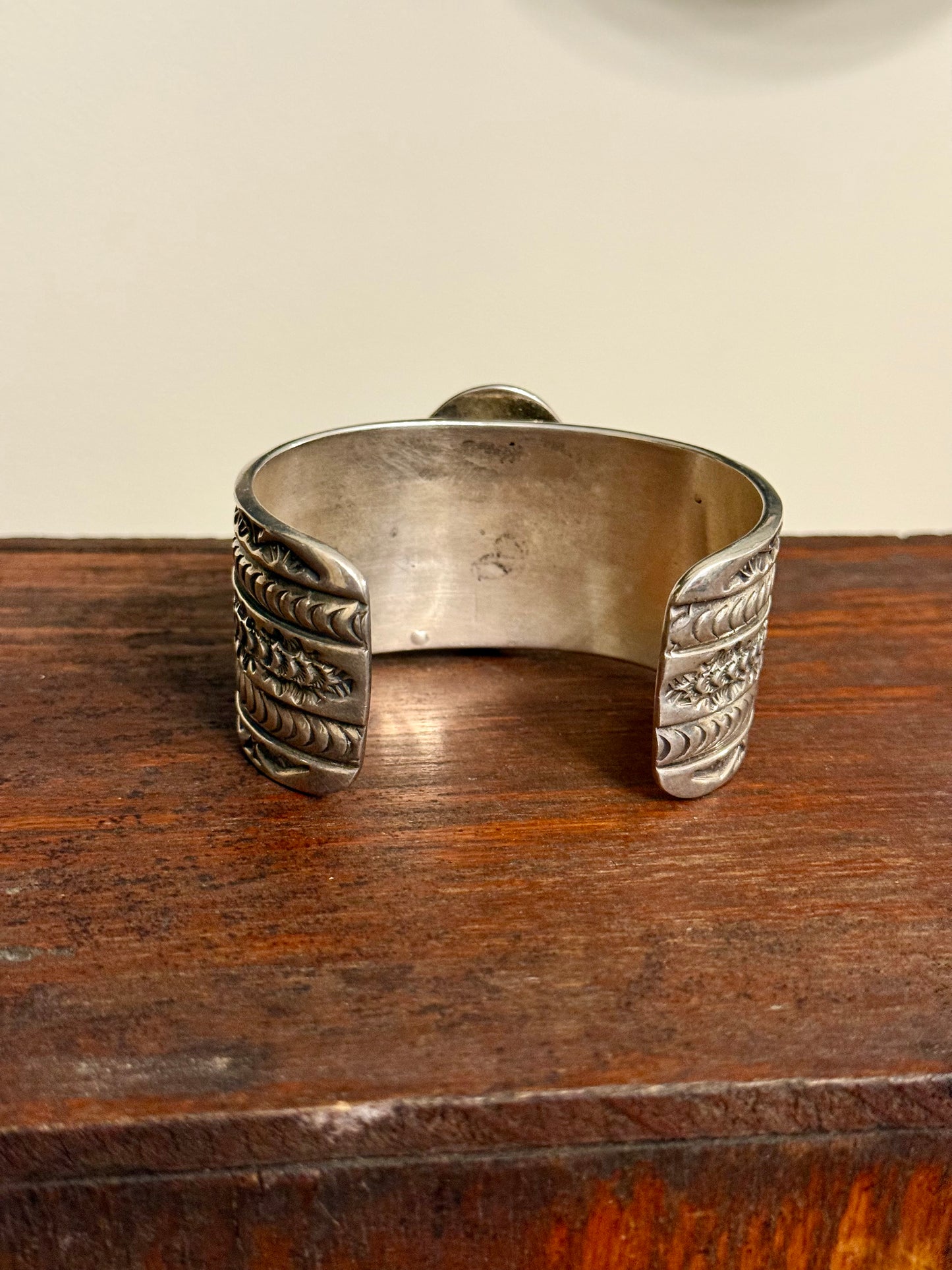 Arnold Blackgoat Signed Navajo Sterling Silver & Turquoise Cuff Bracelet