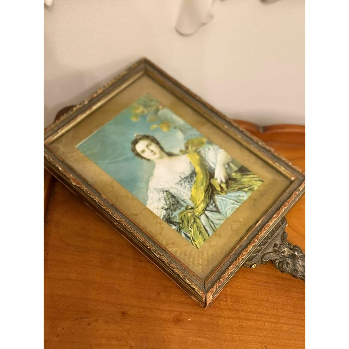 Antique Madame Victoire Portrait Hand Mirror Nattier French Royalty Vanity Mirror