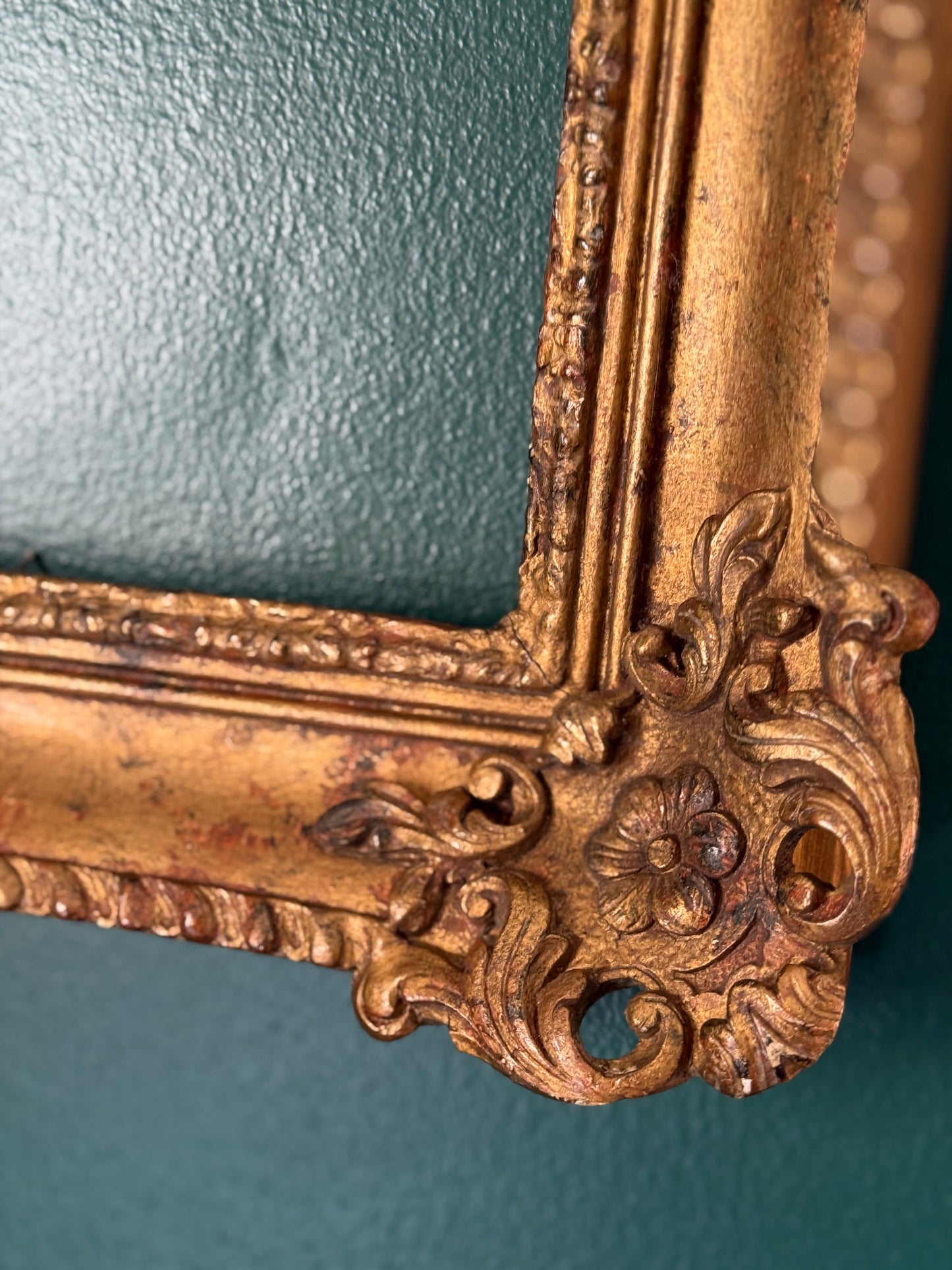 Antique Gilt Wood Rococo Frame with GAFIT London & Paris Label, c. Late 19th Century