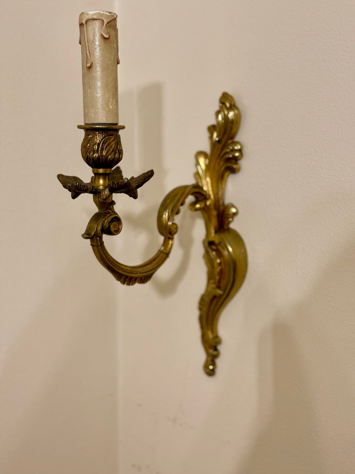 Mid-Century French Brass Rococo Revival Wall Sconces | Set of Three
