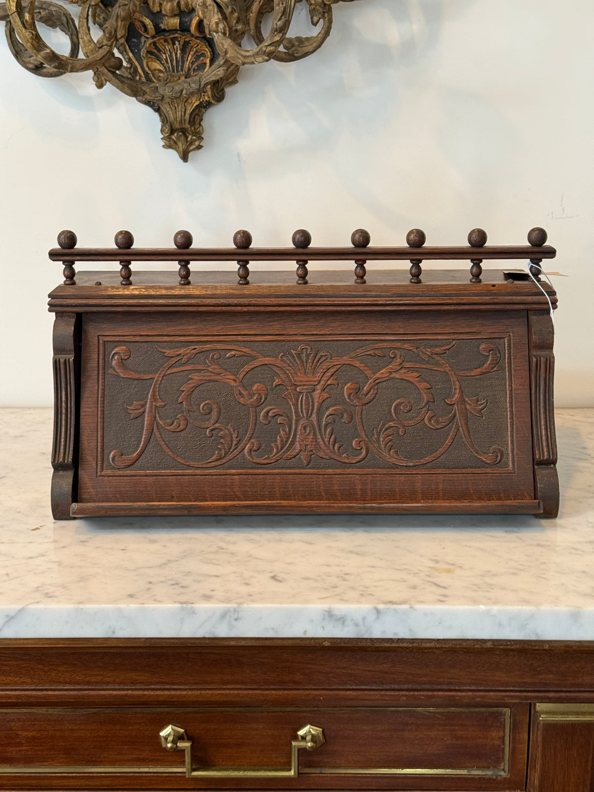 Antique Victorian Carved Wood Organ Box, Repurposed Storage Chest