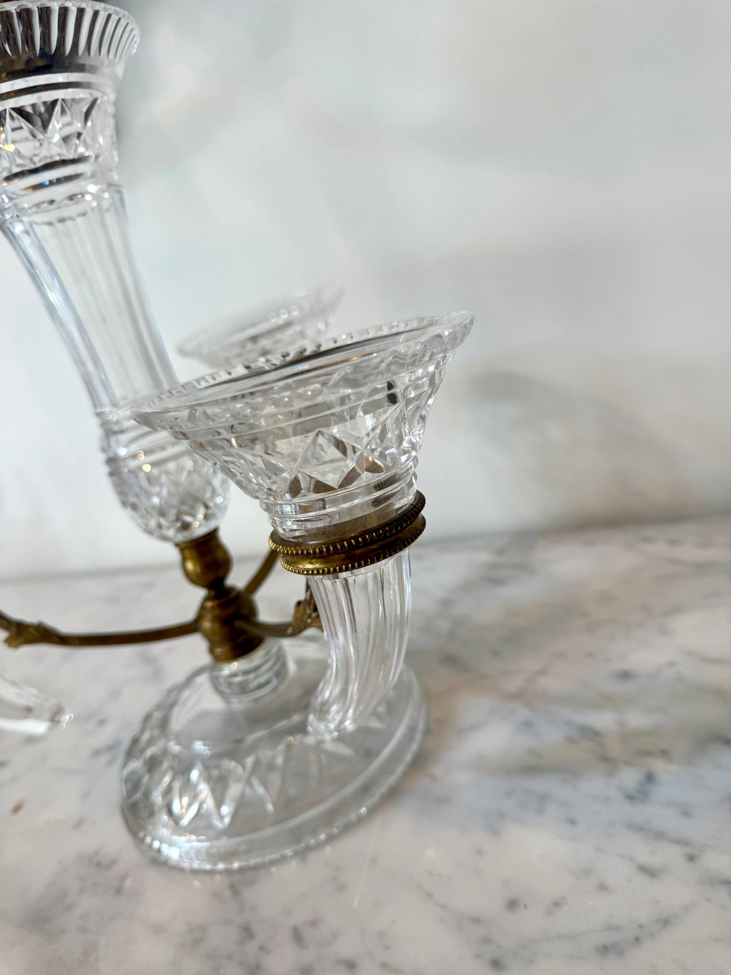 F. & C. Osler Attributed Antique Glass Flower Épergne with Bronze Mounts, 19th Century