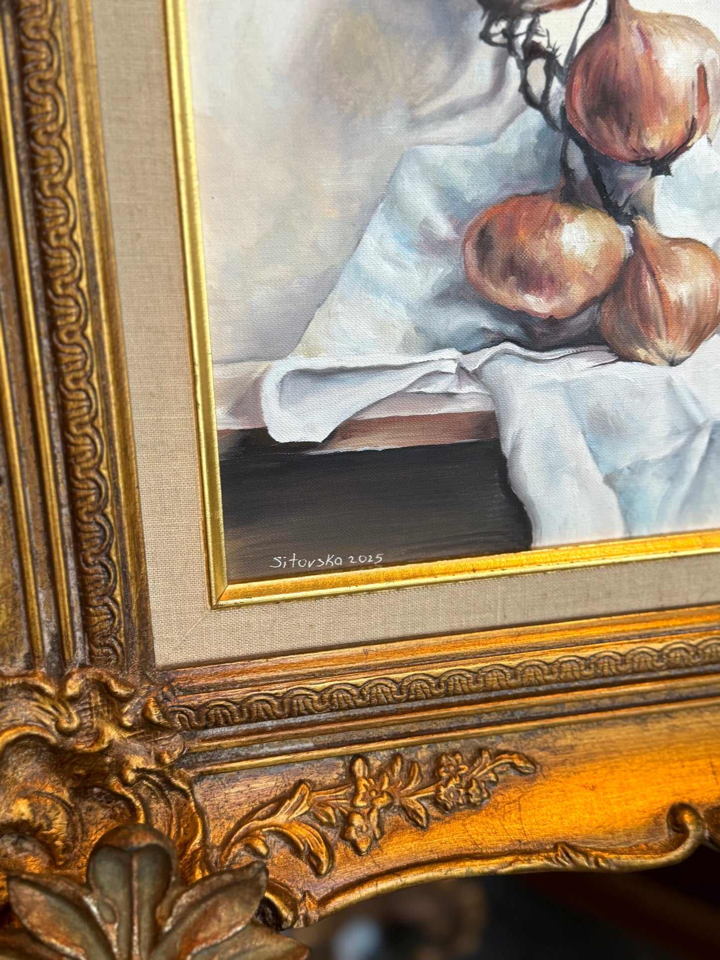 Anna Sitovska, Still Life with Onions, Original Oil Painting, 2025