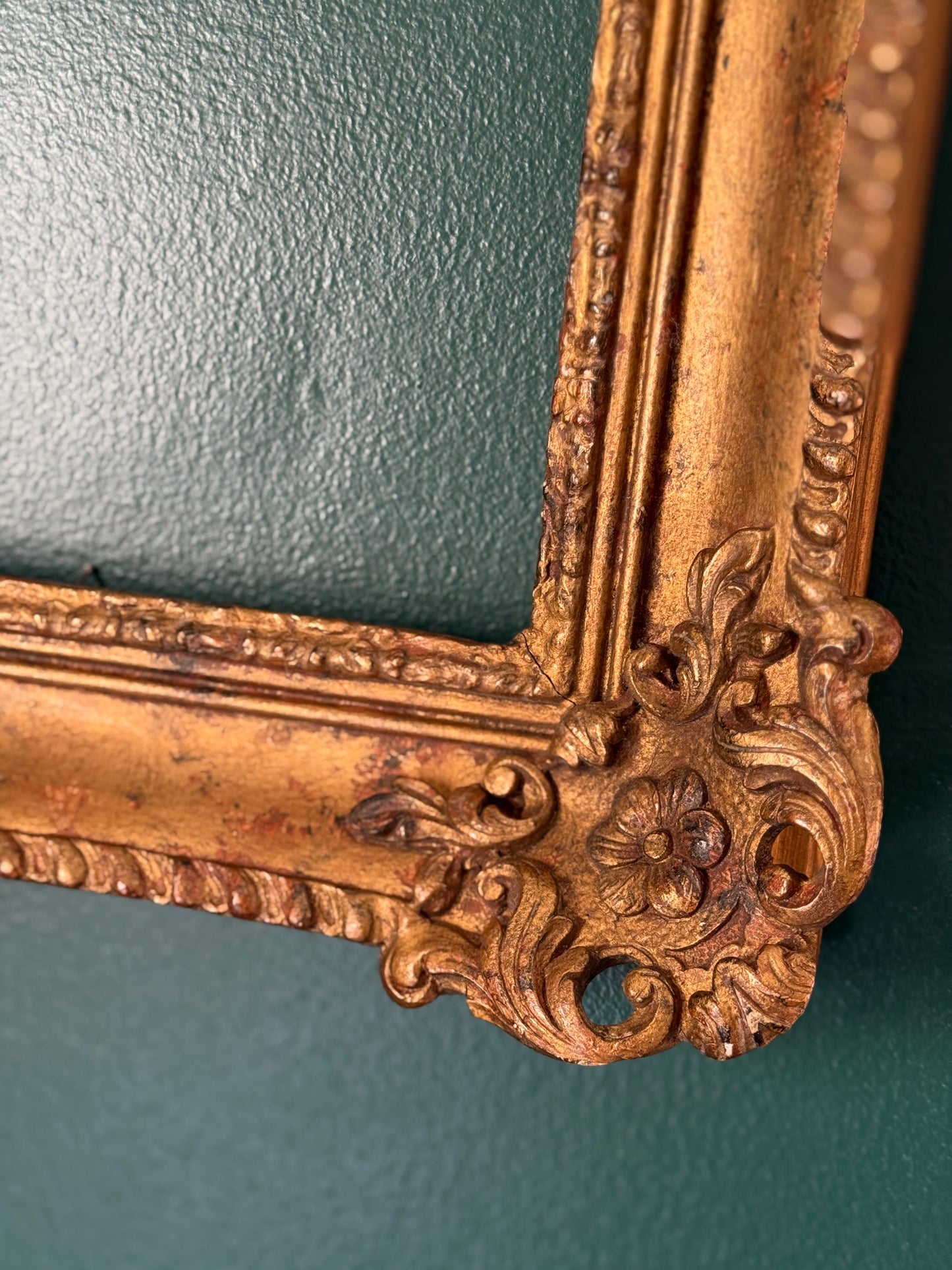 Antique Gilt Wood Rococo Frame with GAFIT London & Paris Label, c. Late 19th Century