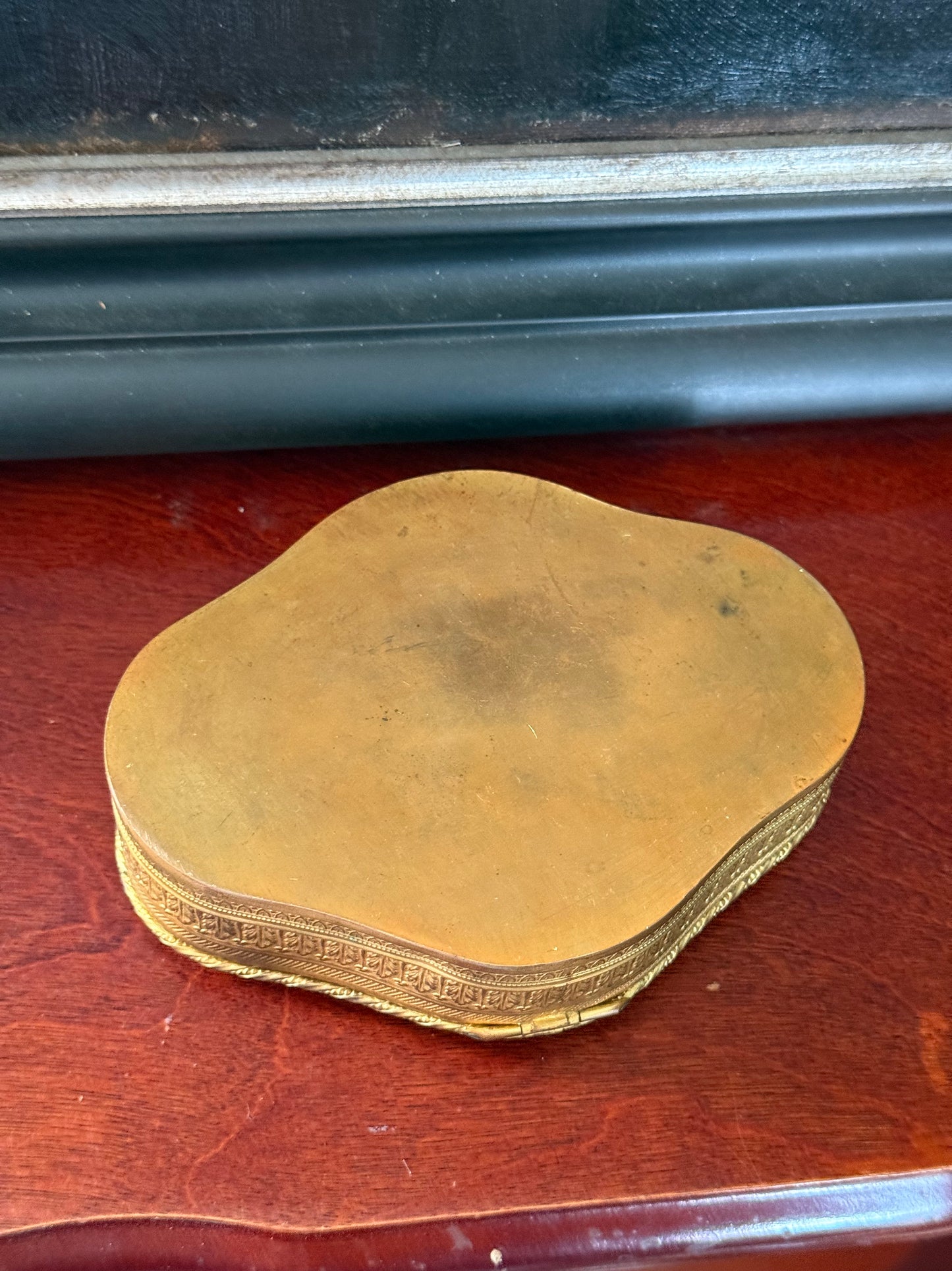 Antique Gilt Bronze Jewelry Box with Ivory Portrait Miniature, Continental Europe 19th c.