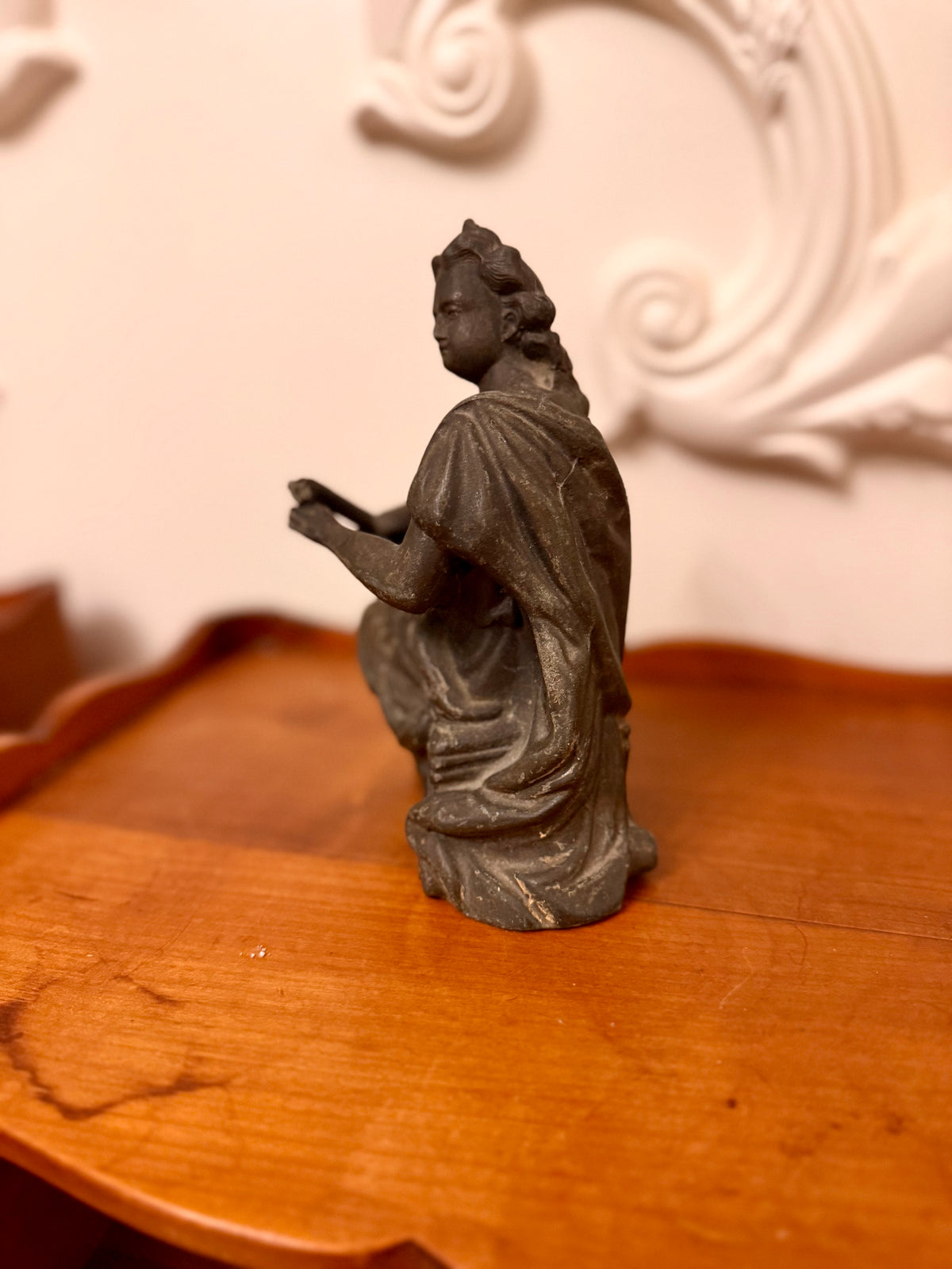 Antique Spelter Allegorical Female Musician Figure, Circa 1900