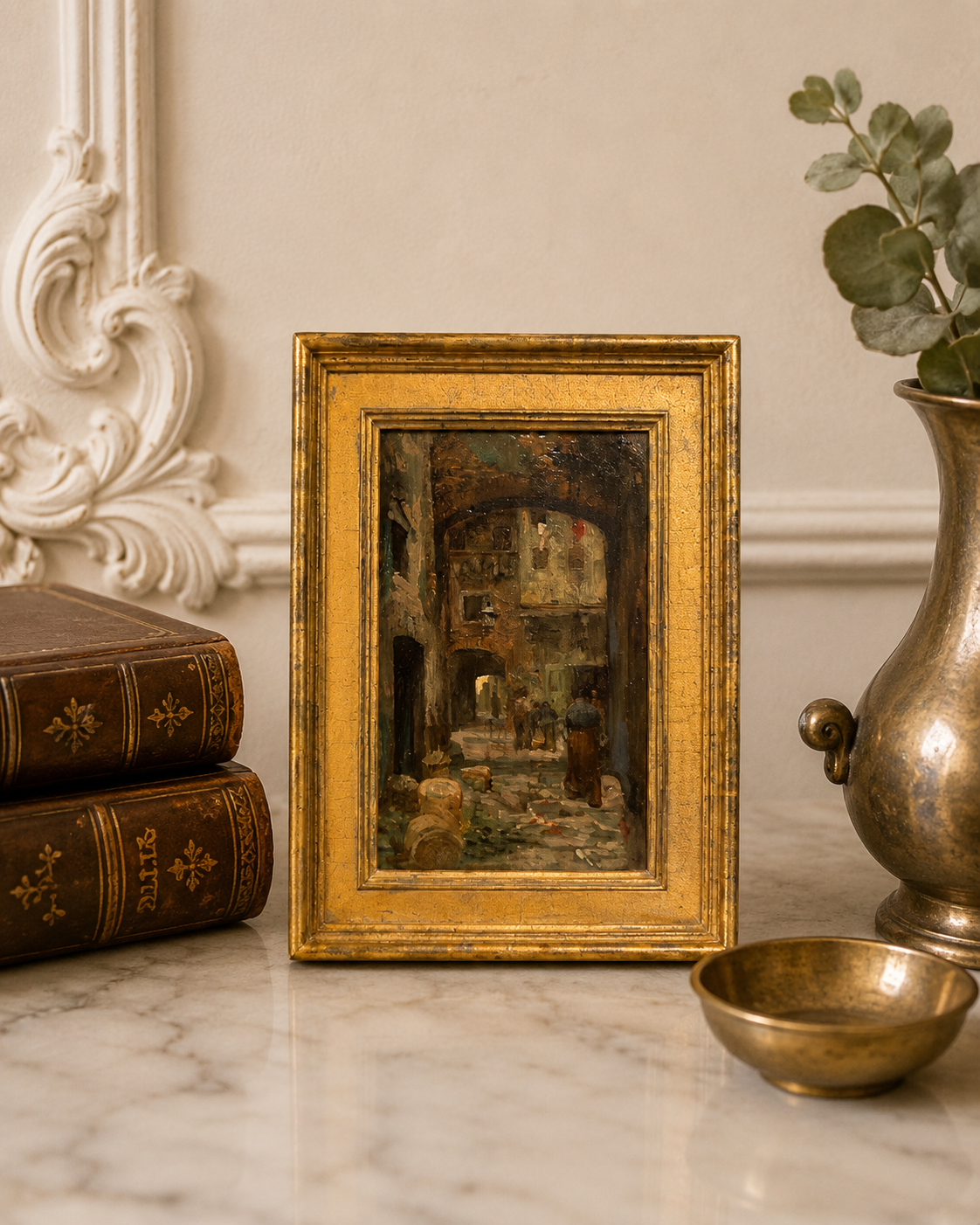 Vicolo Scomparso Florentine Alley Scene Oil Painting