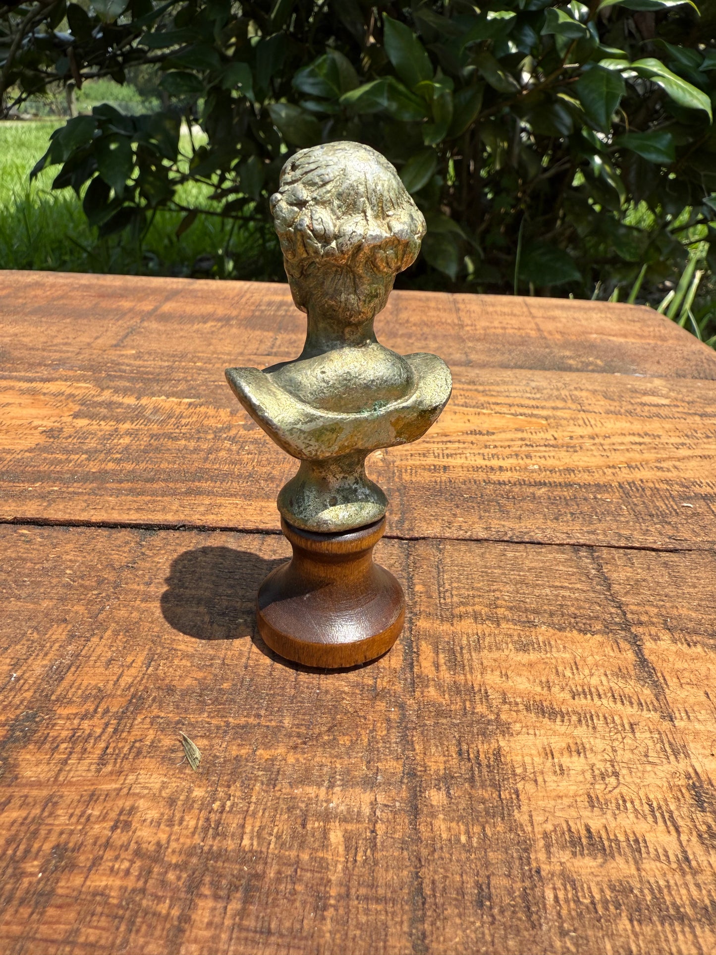 Miniature Grand Tour Roman Emperor Bust on Wooden Base