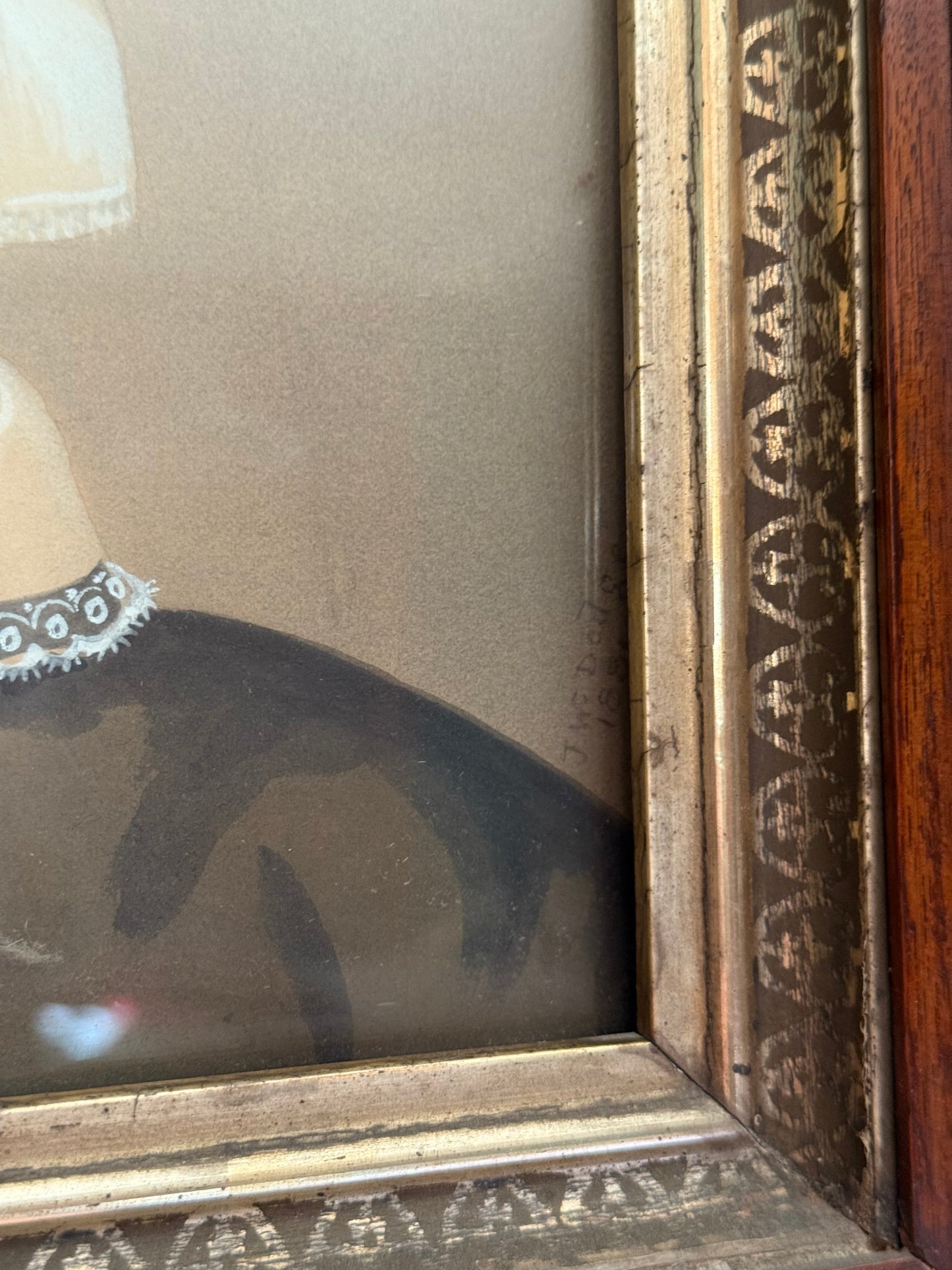 Signed 1881 Portrait by John Wood Dodge (American, 1807–1893), Gouache Watercolor Pastel, Framed