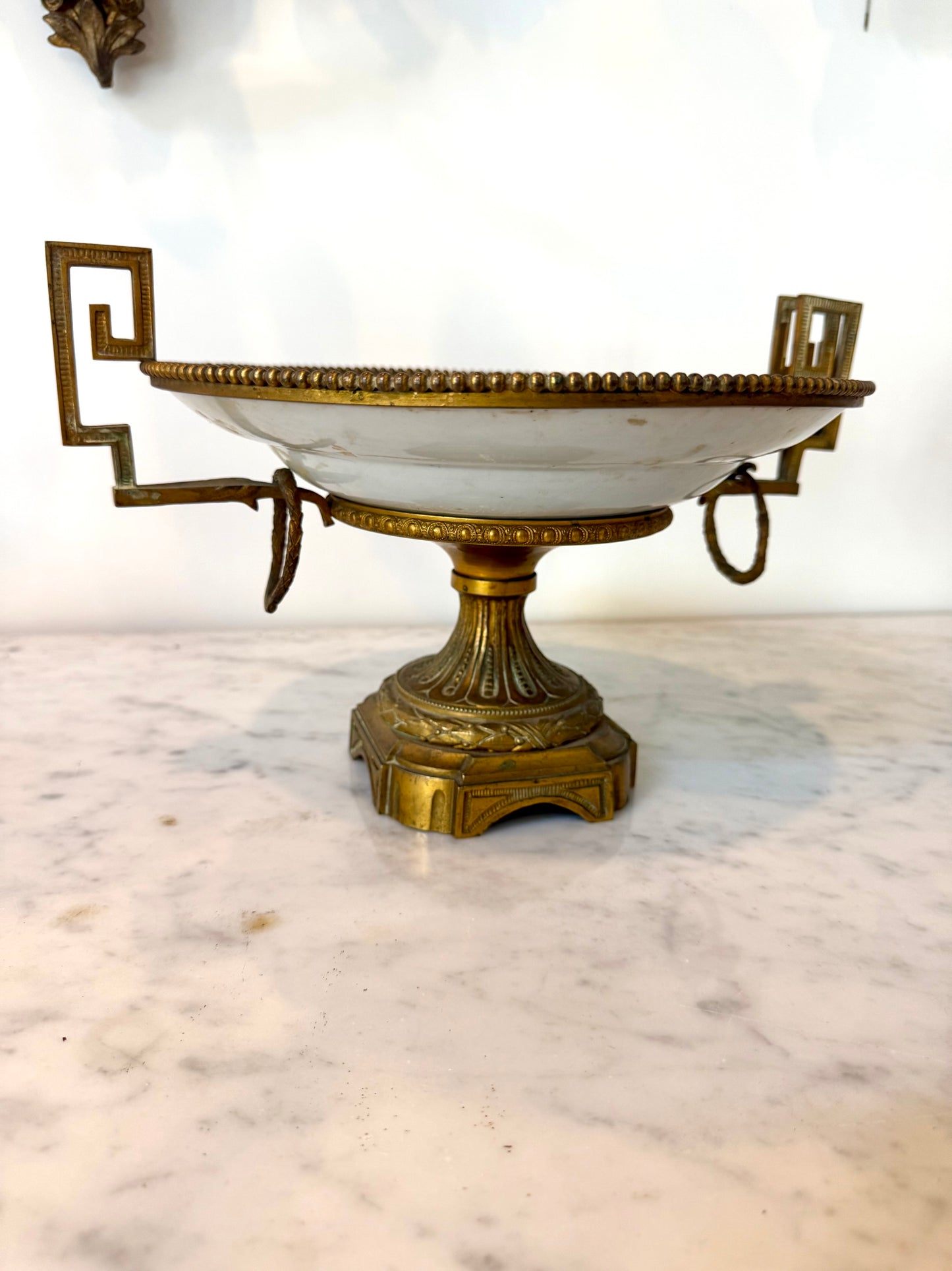 Antique Franco-Chinese Rose Medallion Porcelain Tazza with Gilt Bronze Mounts, Circa 1870-1880