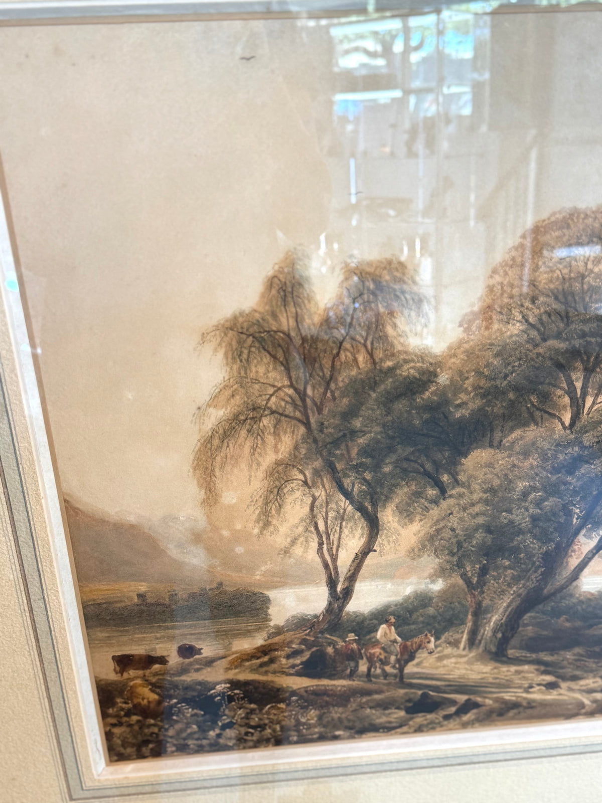 Attributed to Peter De Wint “The Head of the Loch” Watercolor on Paper, Framed