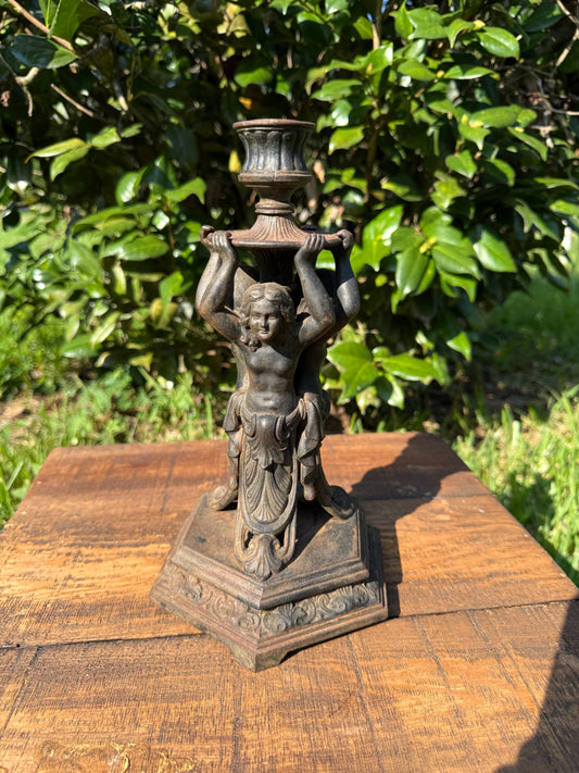 French Cast Iron Neoclassical Candelabrum with Three Draped Maidens, c. 1880