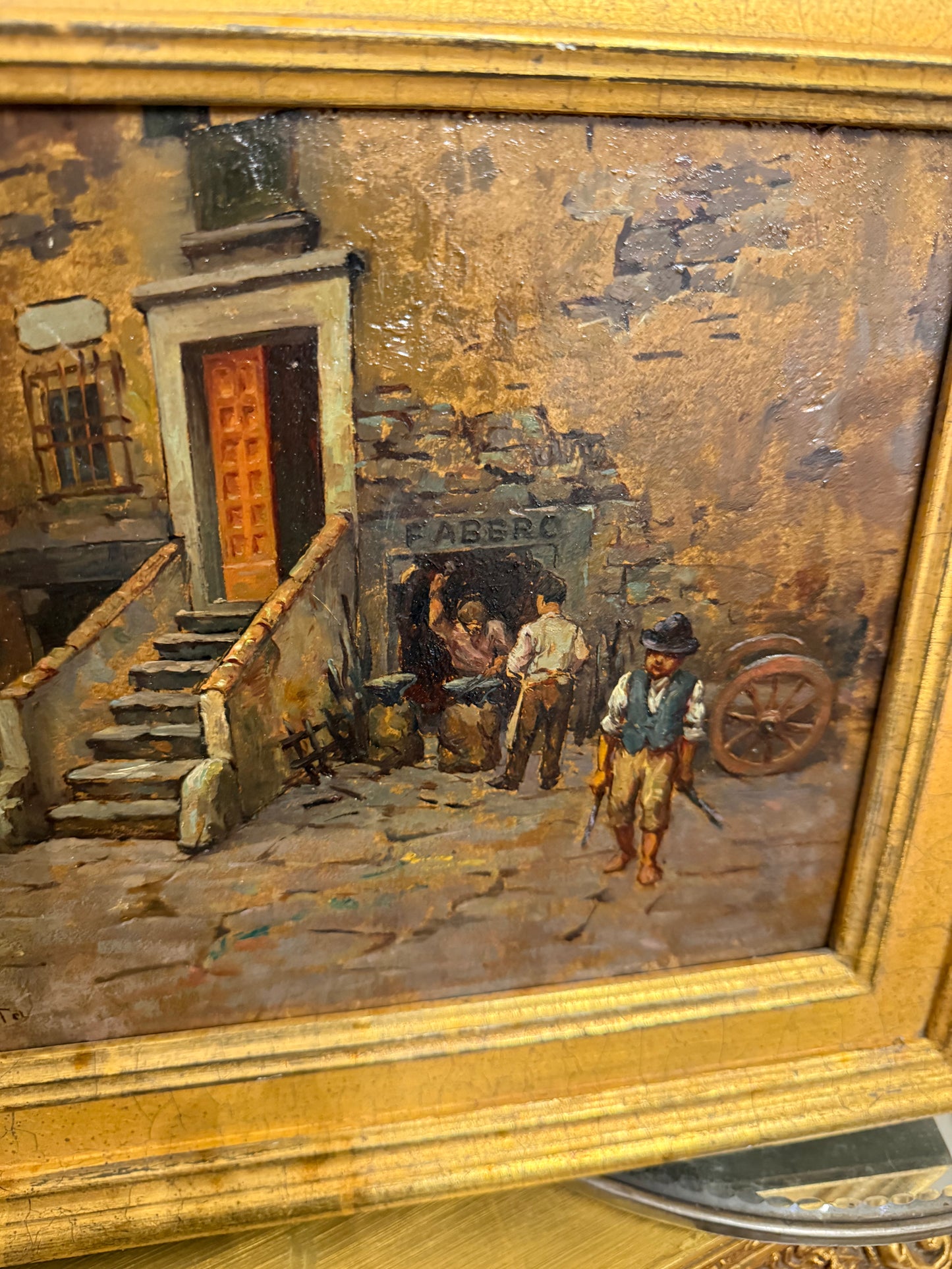 L’Albergo della Palla Florentine Street Scene Oil Painting