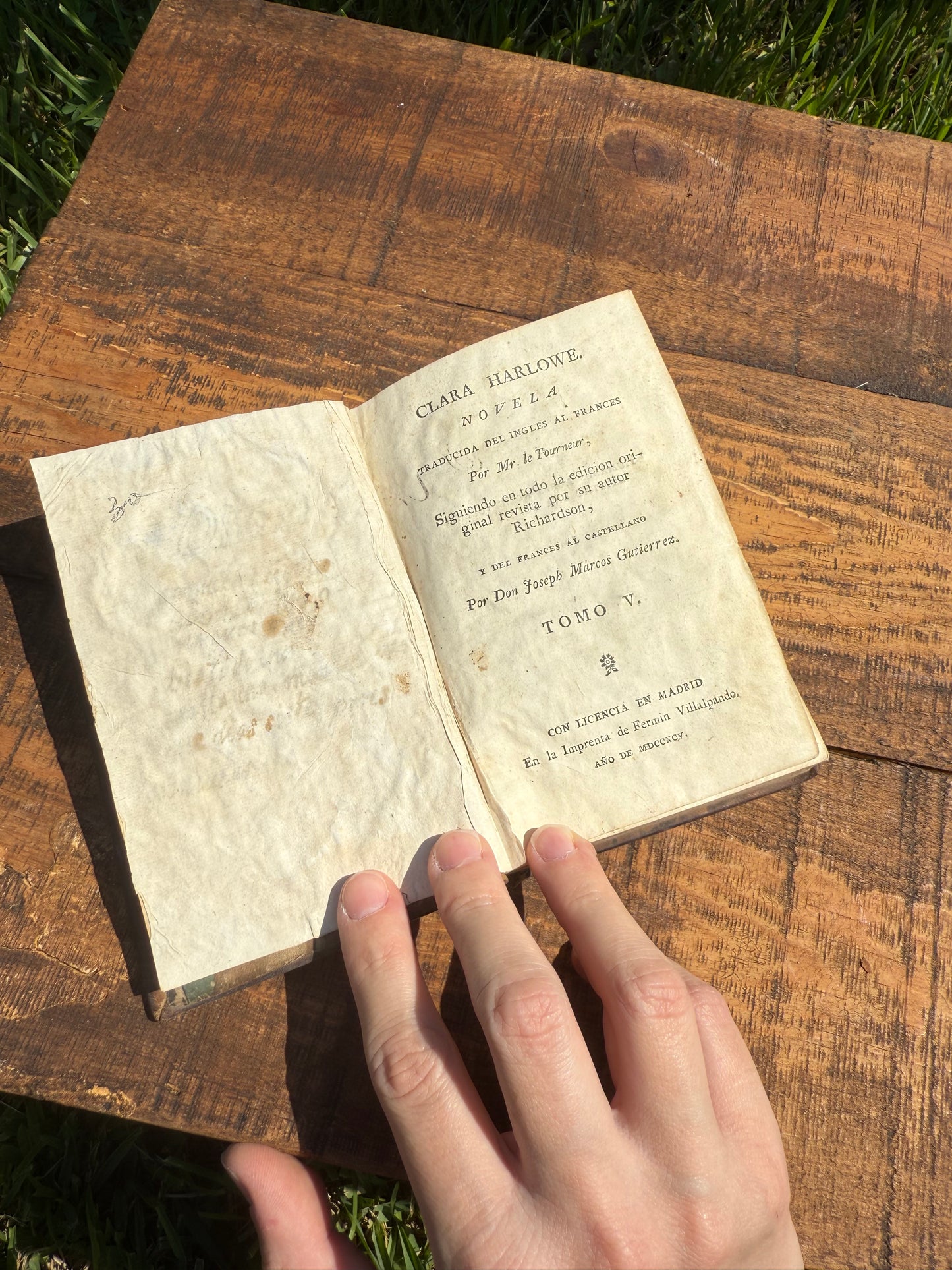 1806 Spanish Edition — Clara Harlowe (Clarissa) by Samuel Richardson, Vol. V