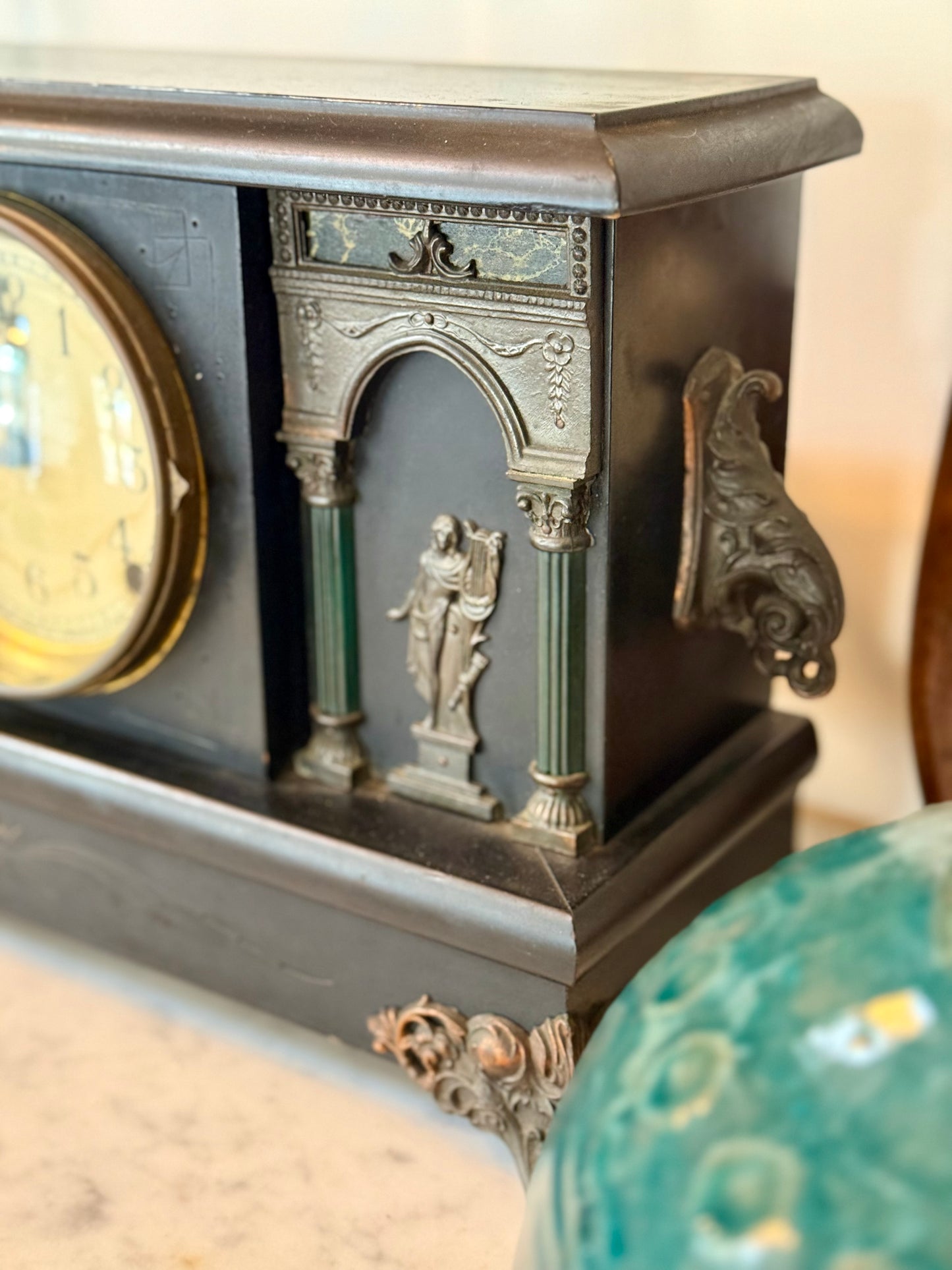 Early 20th Century Classical Revival Mantel Clock with Architectural Case