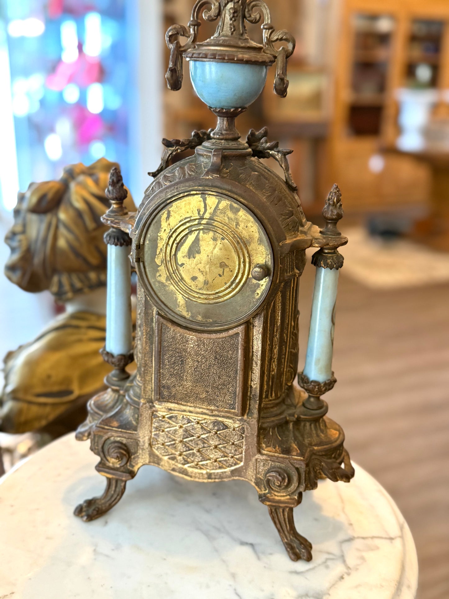 Antique French Sèvres-Style Porcelain & Gilt Metal Mantel Clock, c. 1900