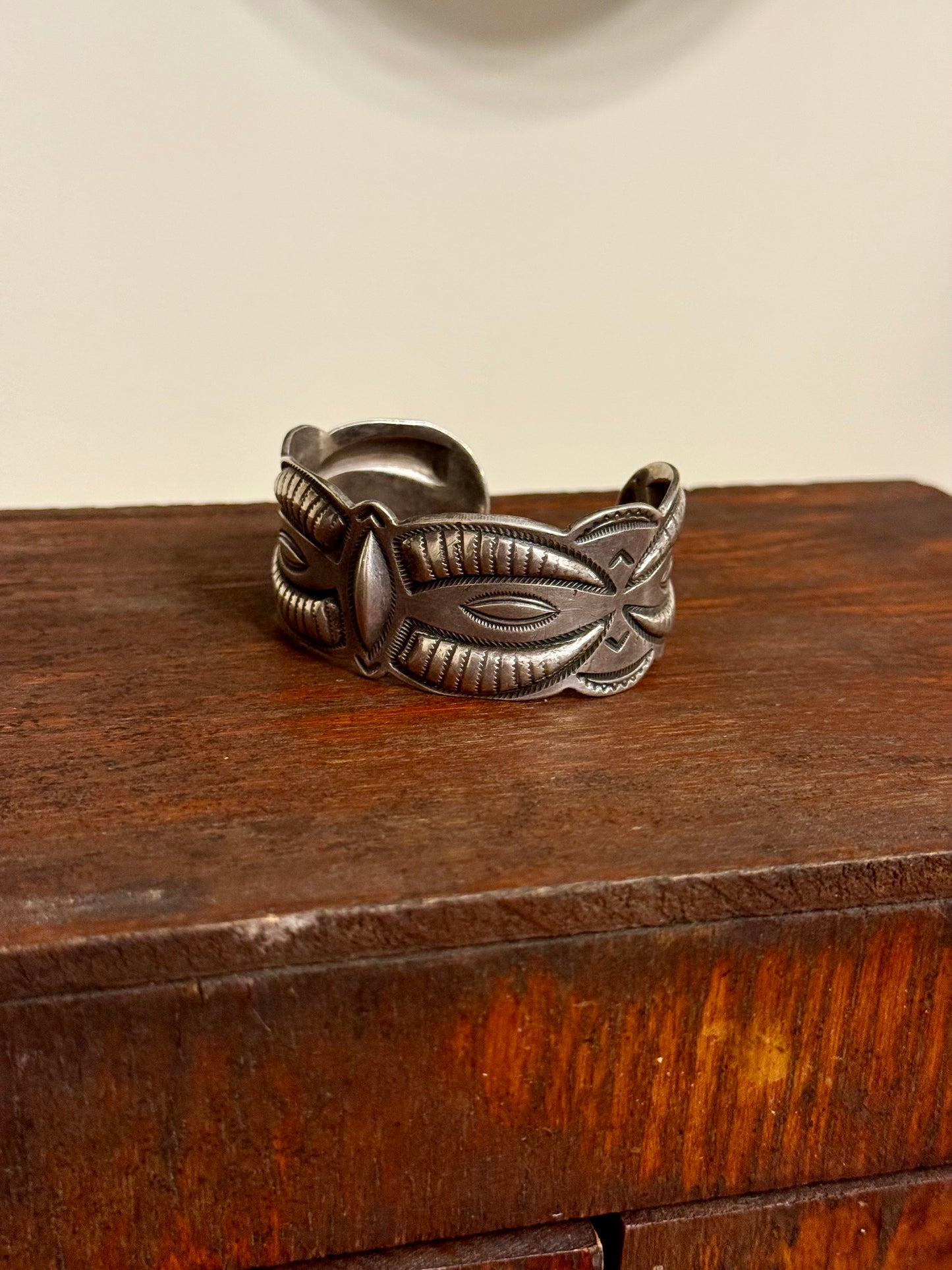 Vintage Navajo Repoussé Sterling Silver Cuff Bracelet