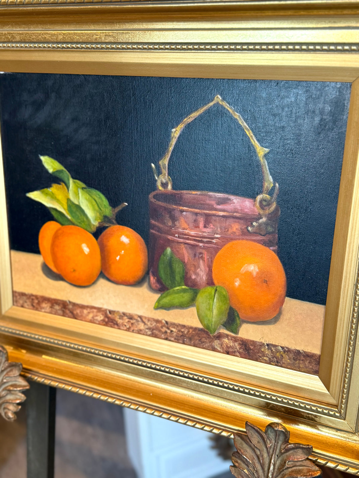 Elizabeth S. Christensen (American, 1915–2015)
“Tangeloes and Copper Pot,” 1995