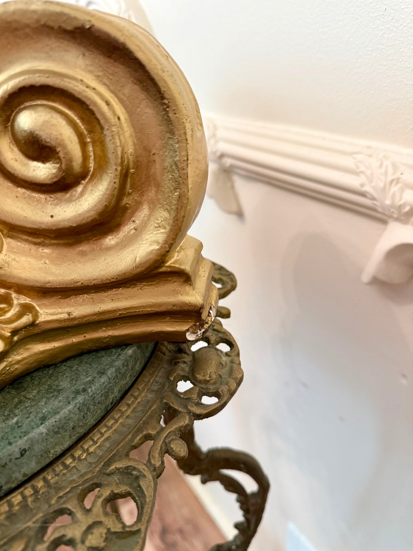 Architectural Ionic Capital with Handblown Glass Cloche