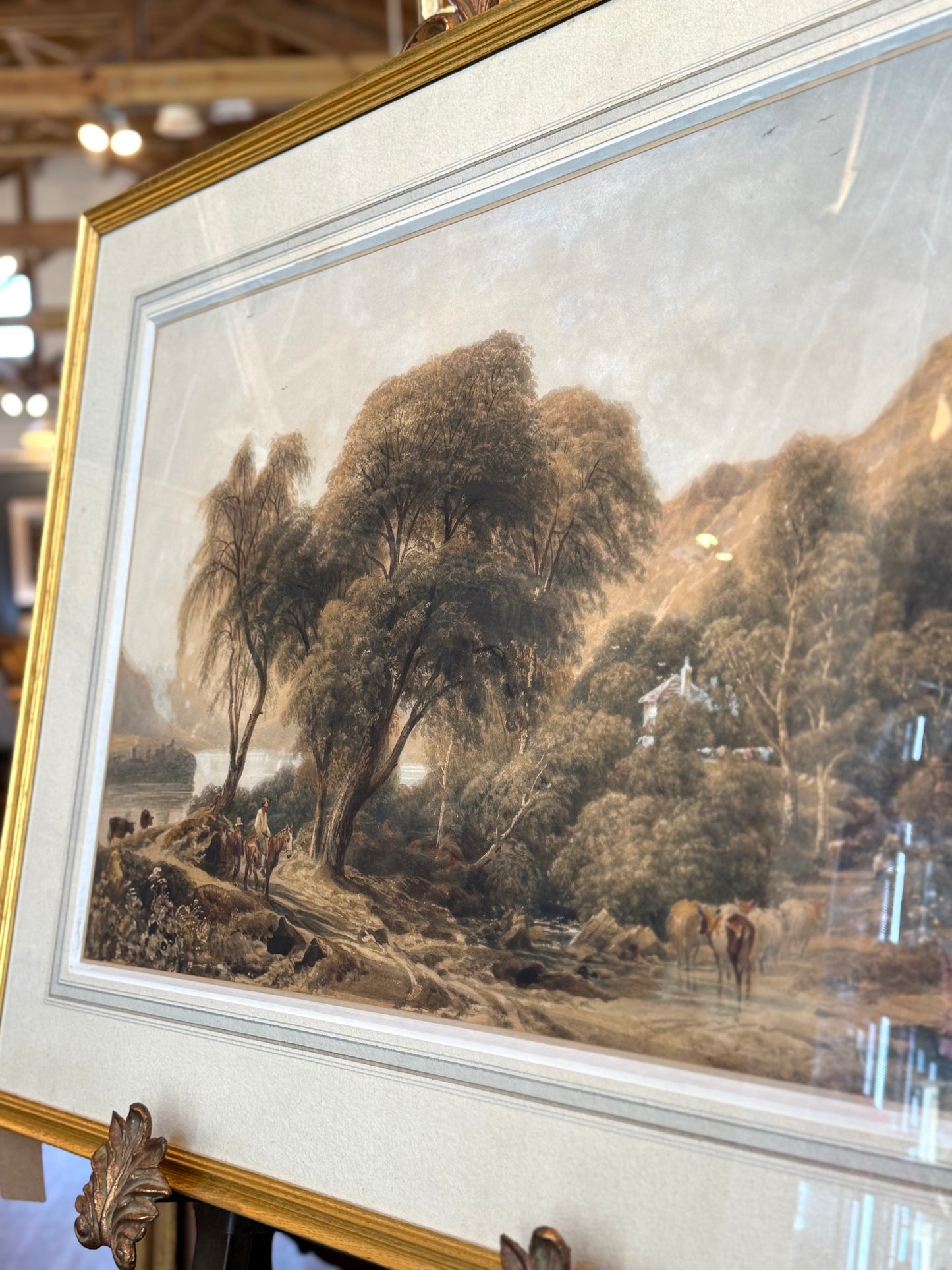 Attributed to Peter De Wint “The Head of the Loch” Watercolor on Paper, Framed
