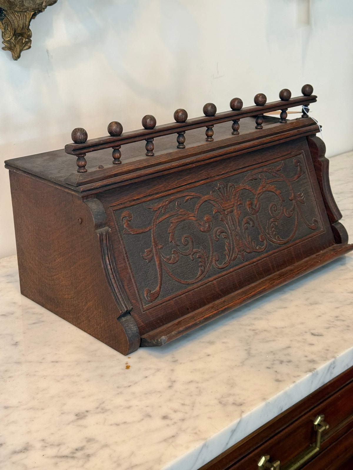 Antique Victorian Carved Wood Organ Box, Repurposed Storage Chest