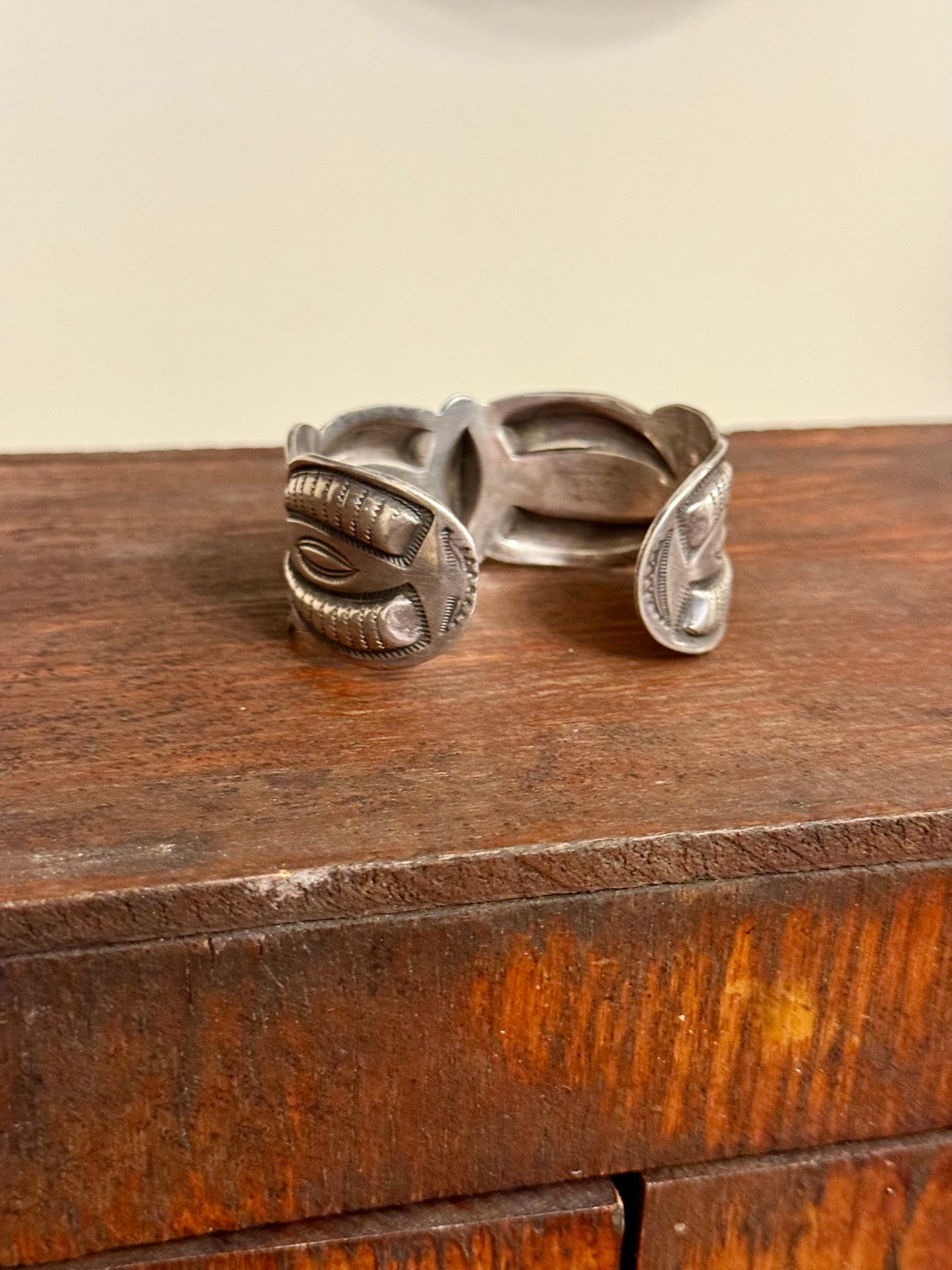 Vintage Navajo Repoussé Sterling Silver Cuff Bracelet