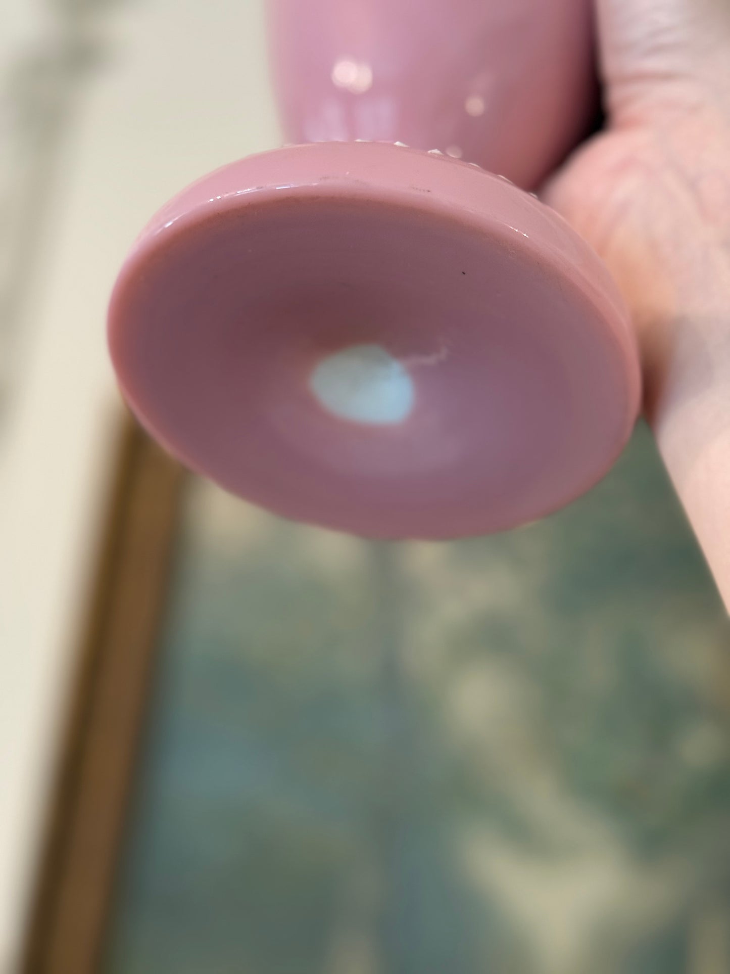 Antique Victorian Pink Hand Enameled Art Glass Vase
