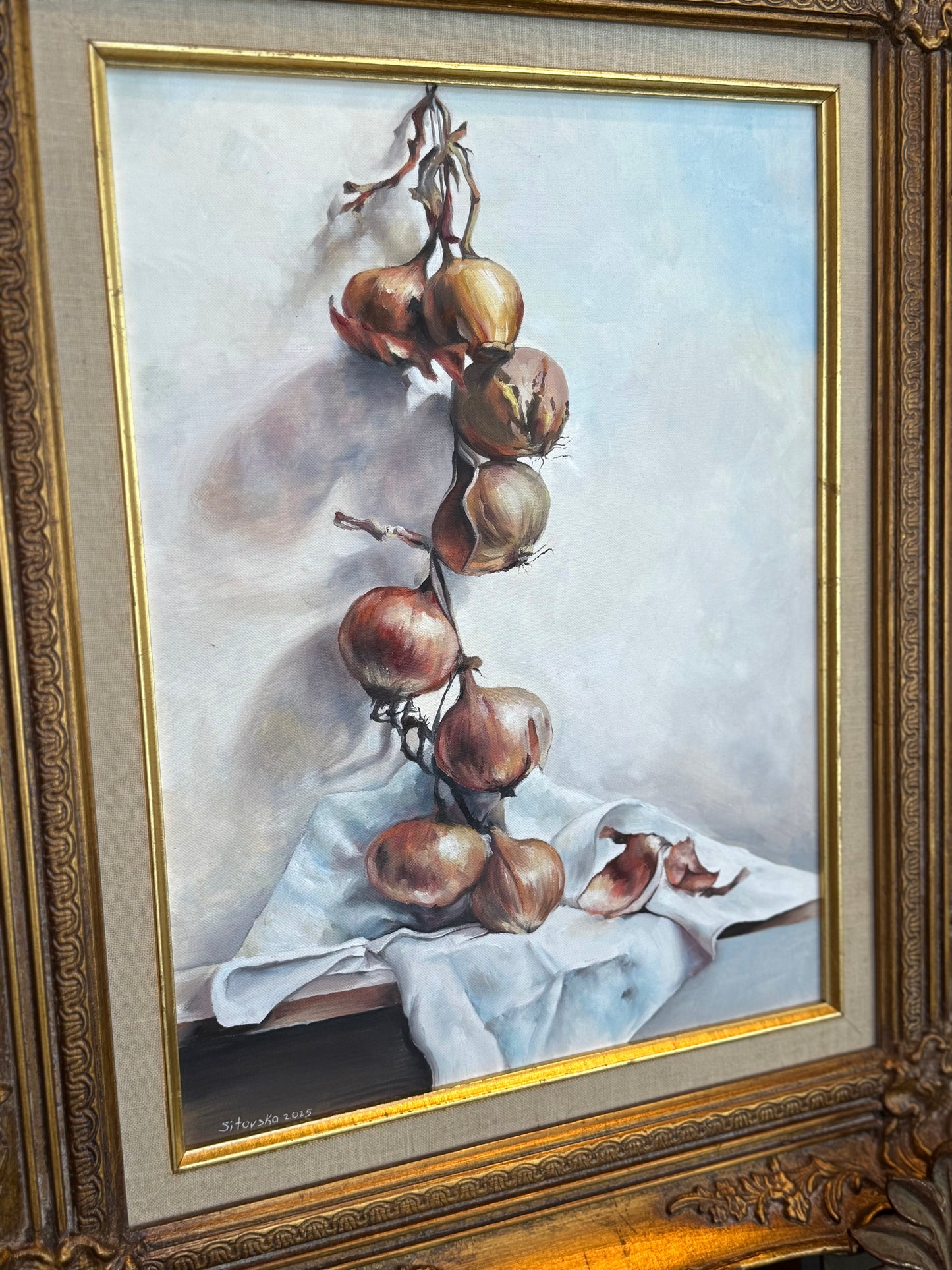 Anna Sitovska, Still Life with Onions, Original Oil Painting, 2025